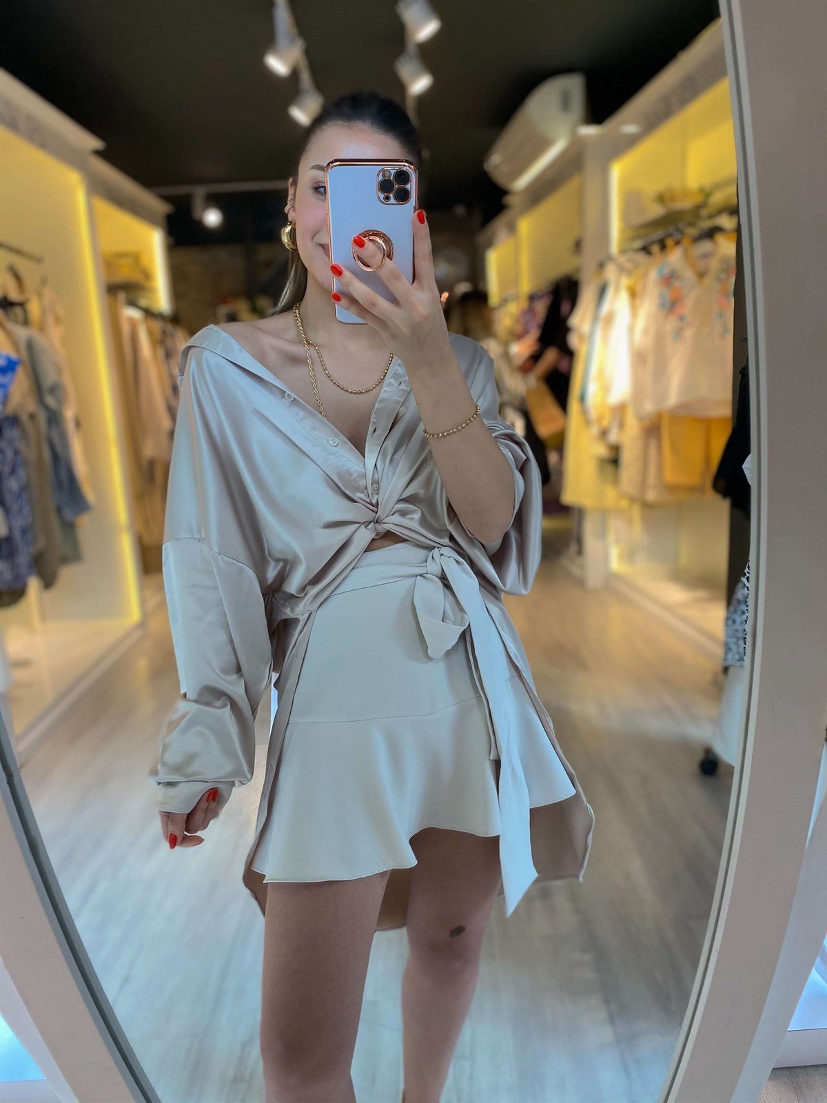 Taş Rengi Şortlu Etek