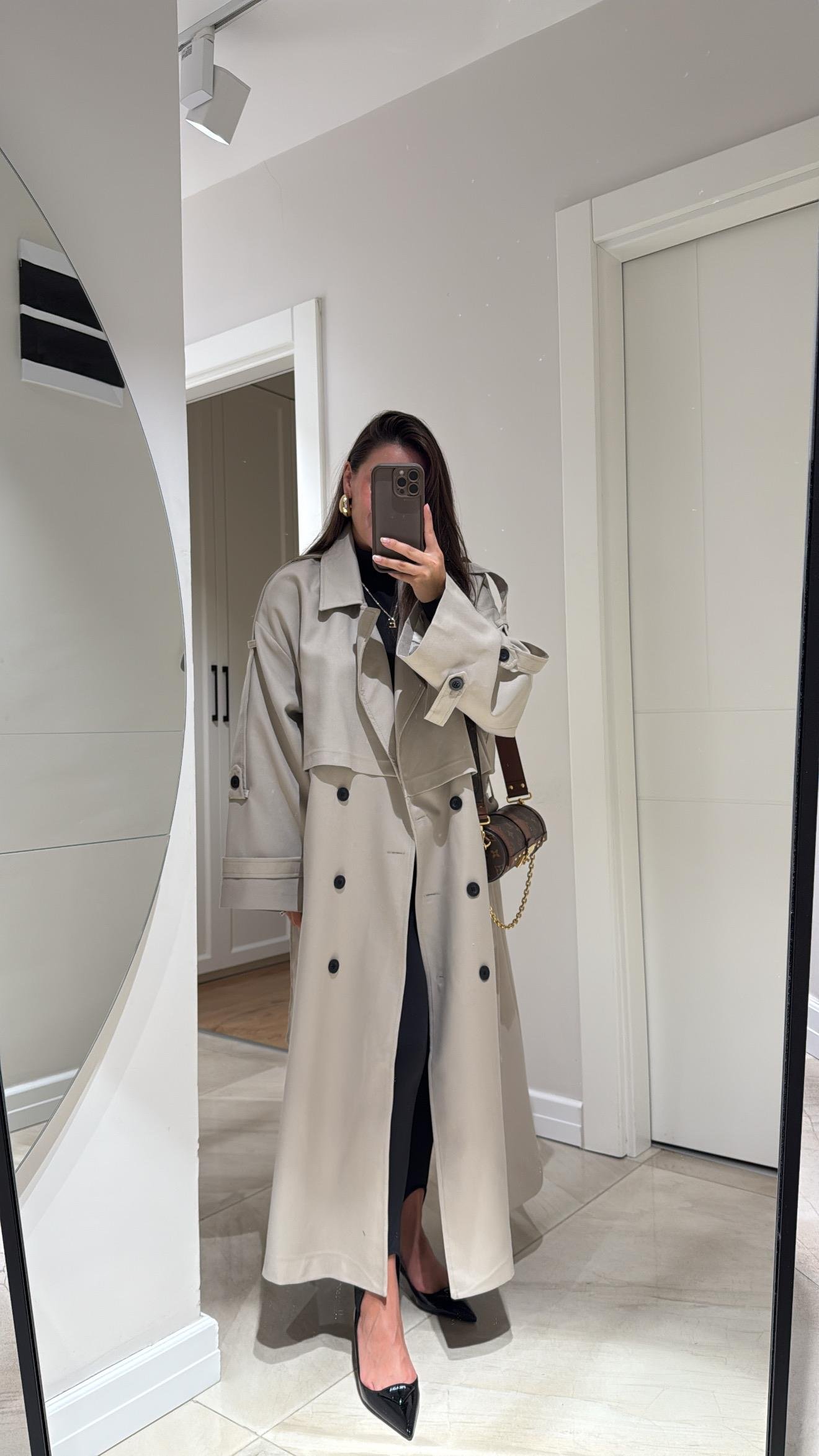 Taş Tokalı Premium Oversize Trenç