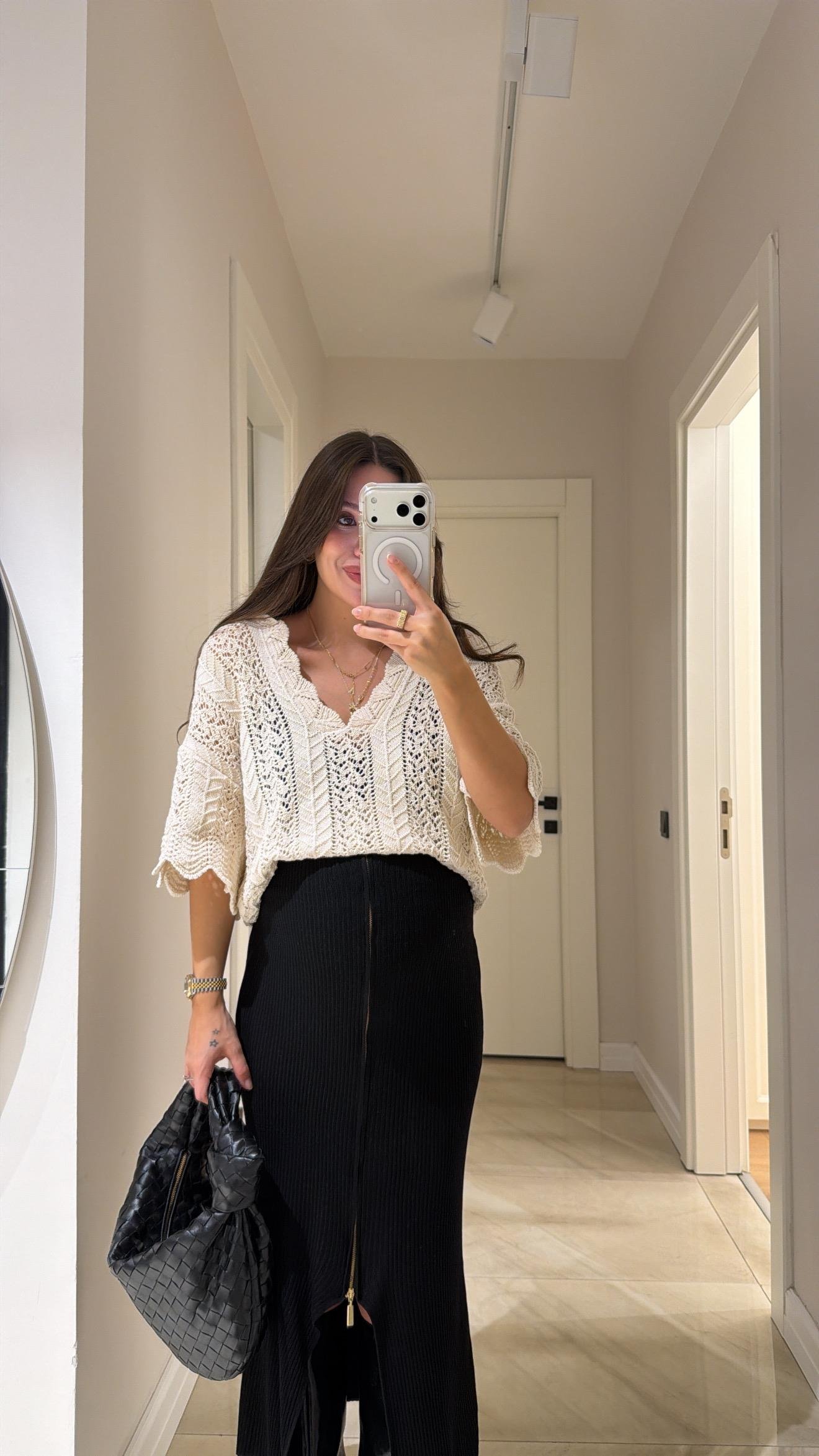 Taş V Yaka Ajurlu Marka Model Kazak