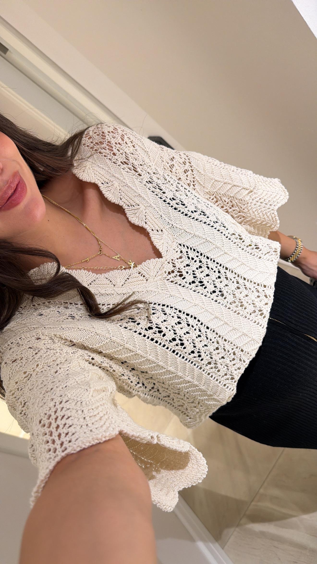 Taş V Yaka Ajurlu Marka Model Kazak