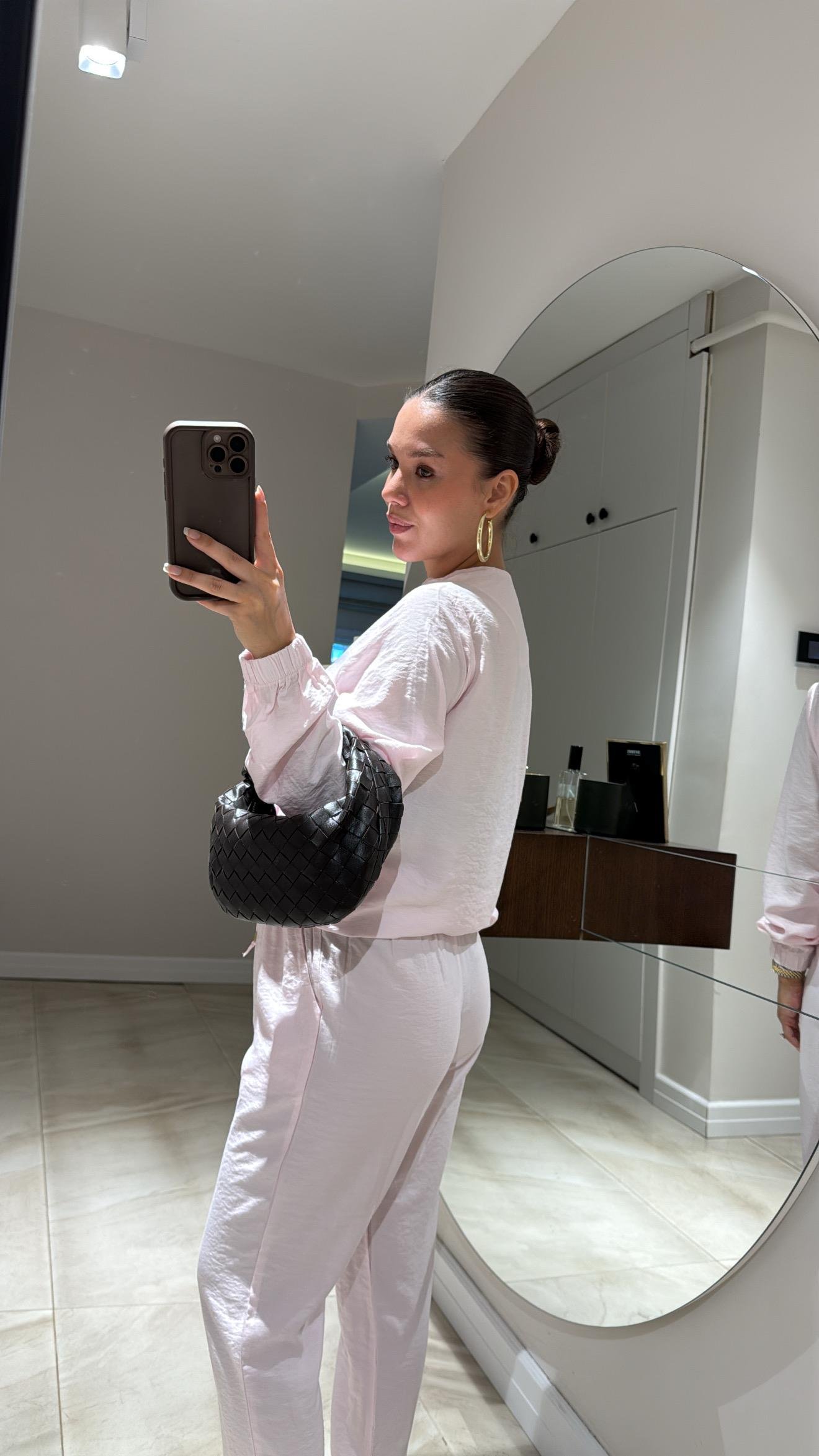 Toz Pembe Fermuarlı Ceket Pantolon Takım