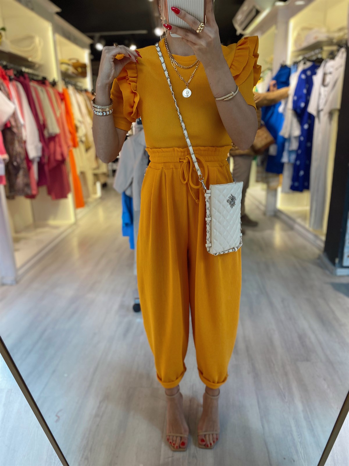 Turncu Fitilli Şalvar Pantolon
