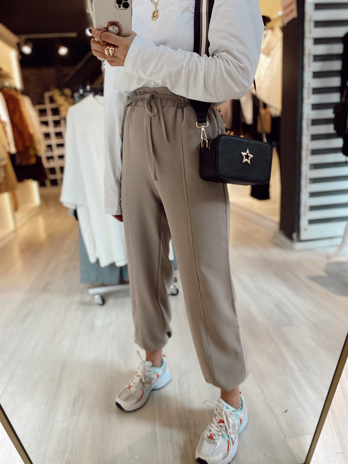 Vizon Beli Lastikli Pantolon