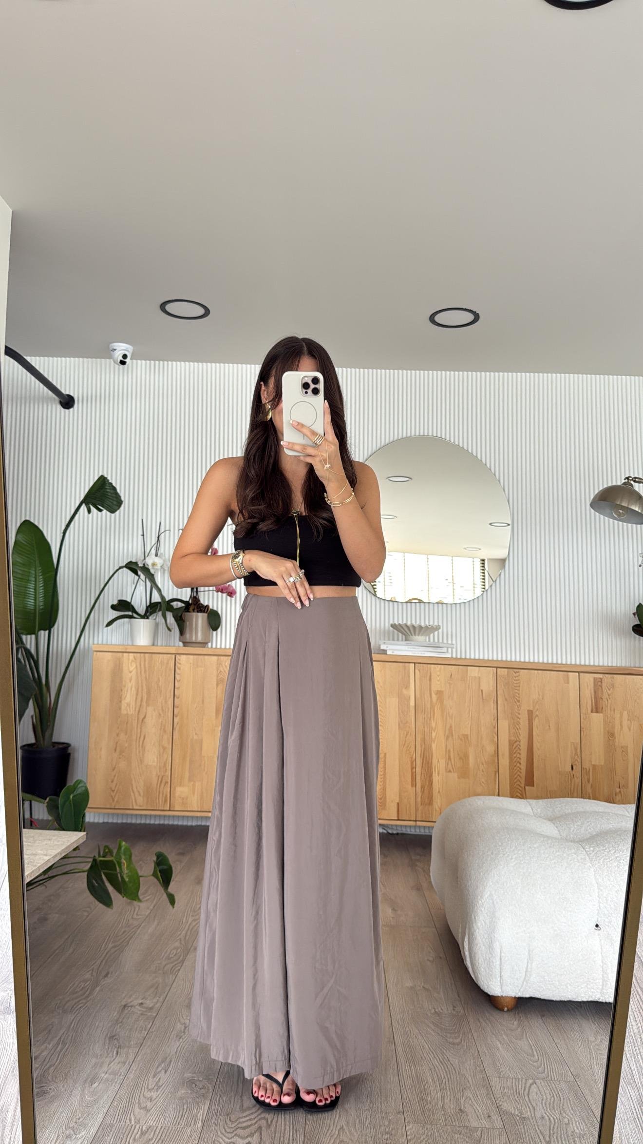 Vizon Beli Lastikli Pareo Pantolon