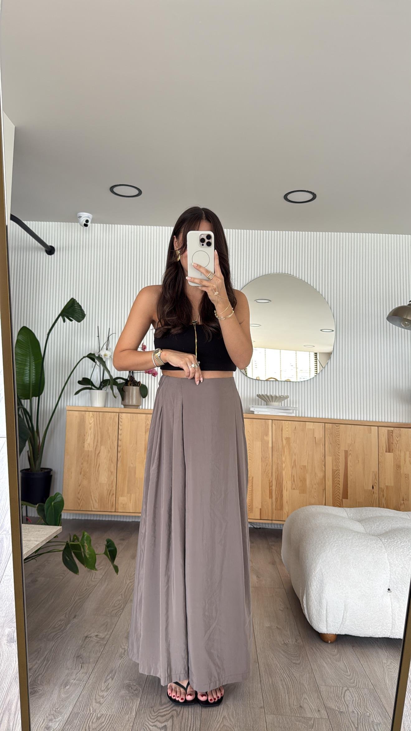 Vizon Beli Lastikli Pareo Pantolon