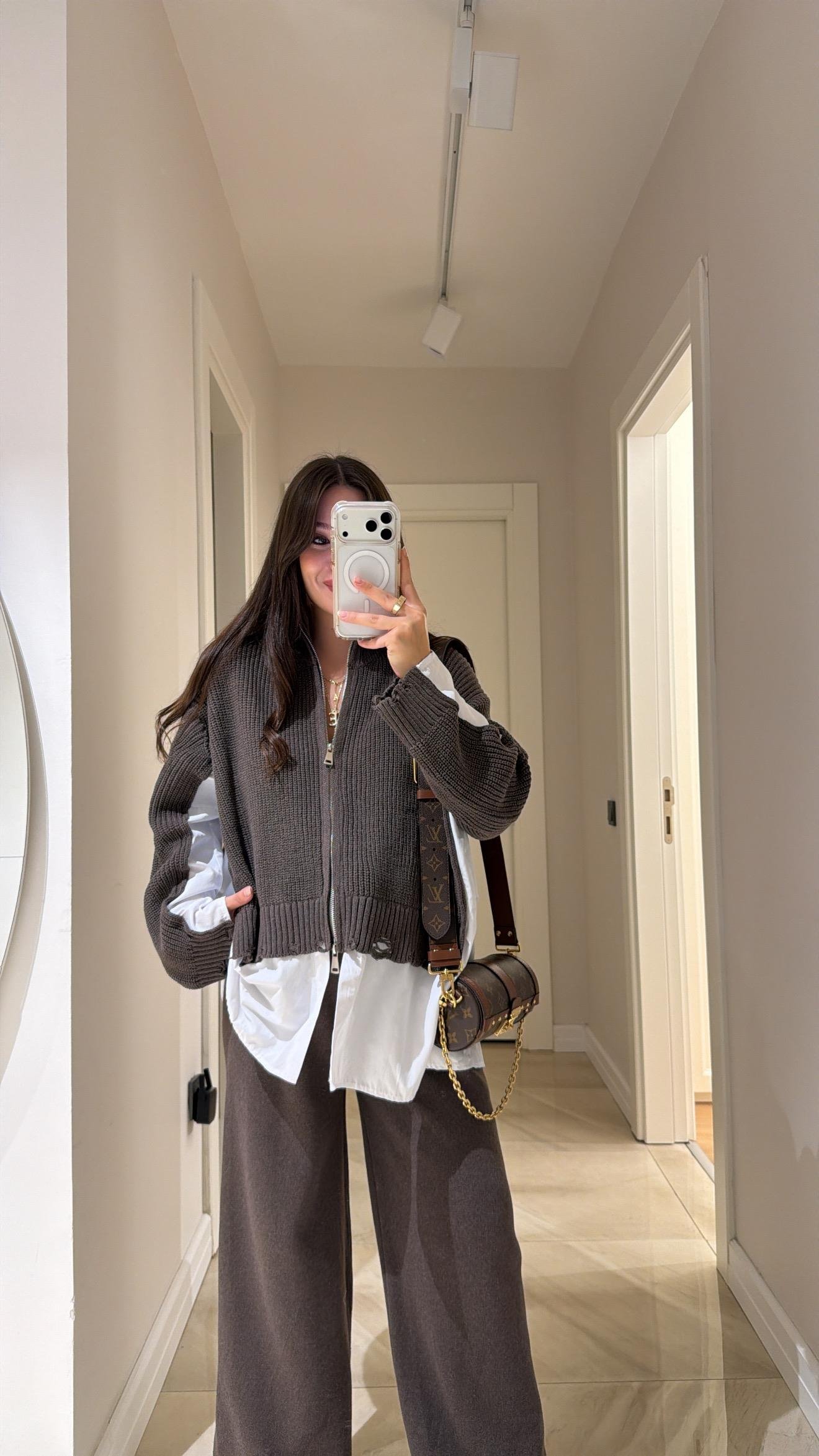 Vizon Gömlek Detaylı Triko Pantolon Takım 