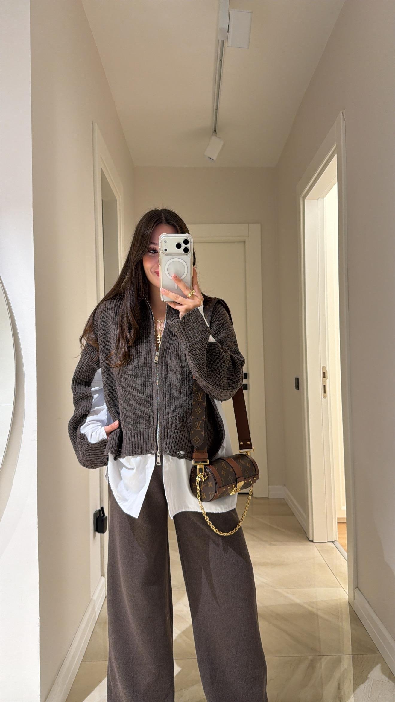 Vizon Gömlek Detaylı Triko Pantolon Takım 