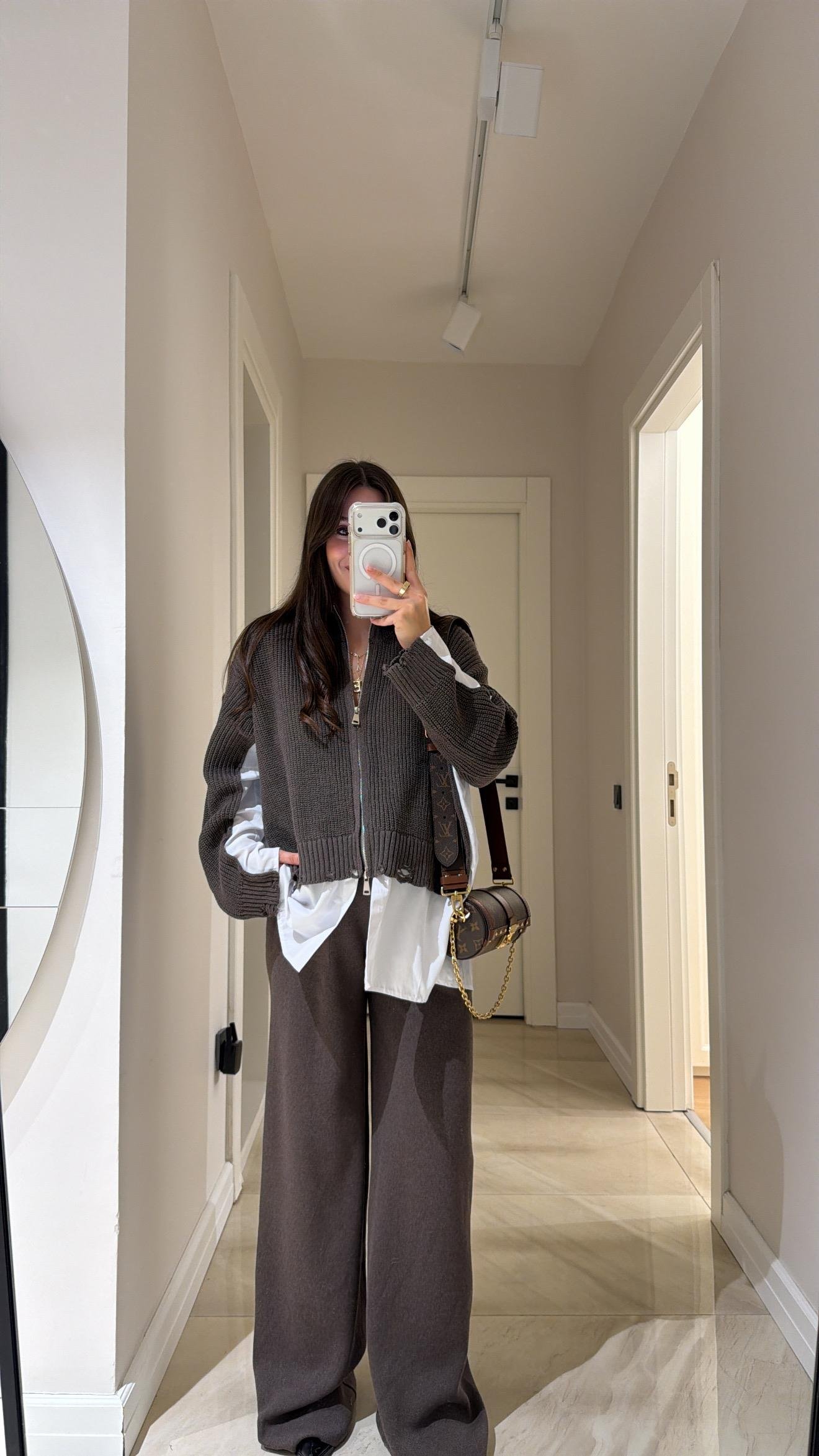 Vizon Gömlek Detaylı Triko Pantolon Takım 