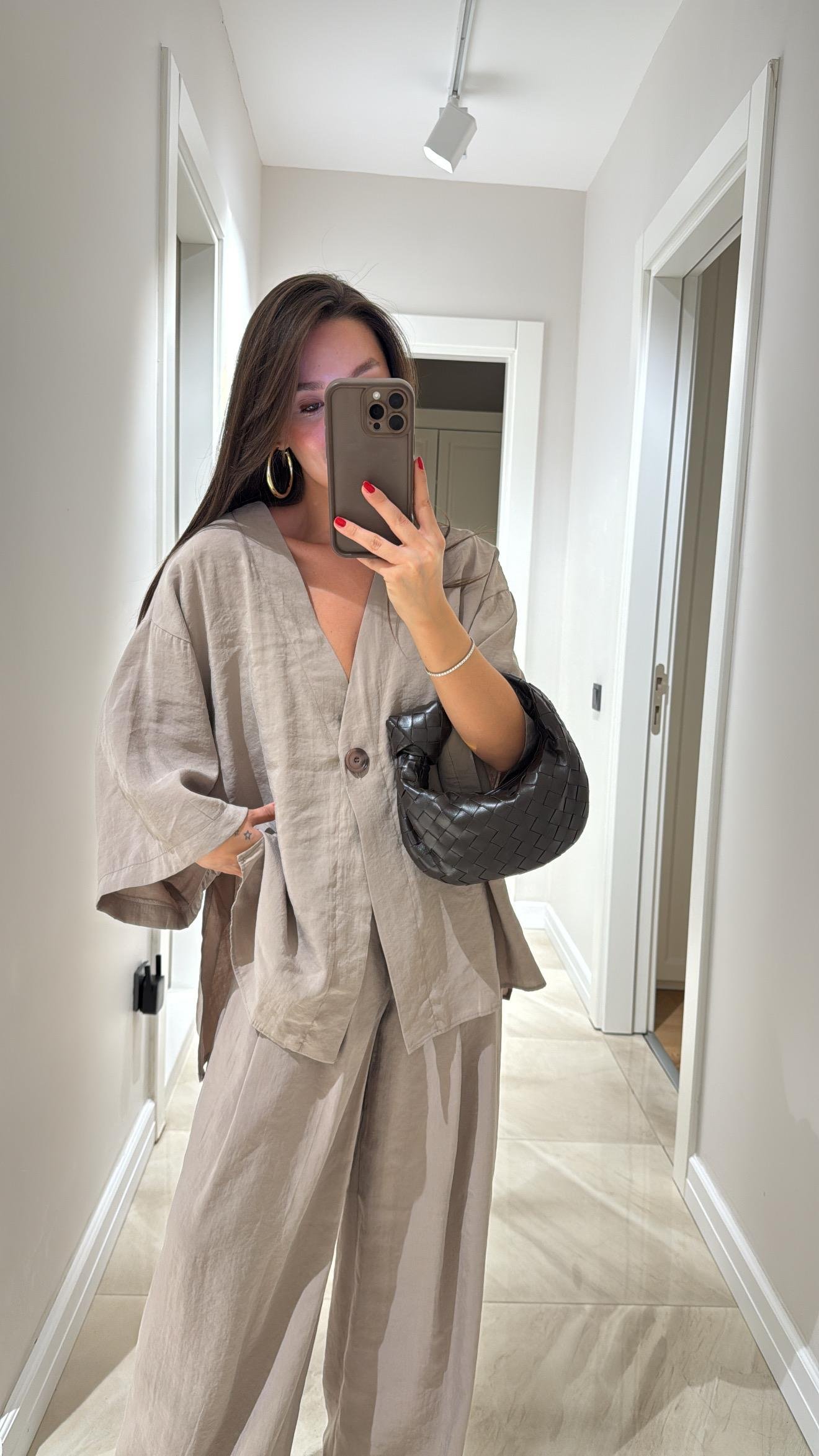 Vizon Önden Bağlamalı Tek Düğmeli Bluz 