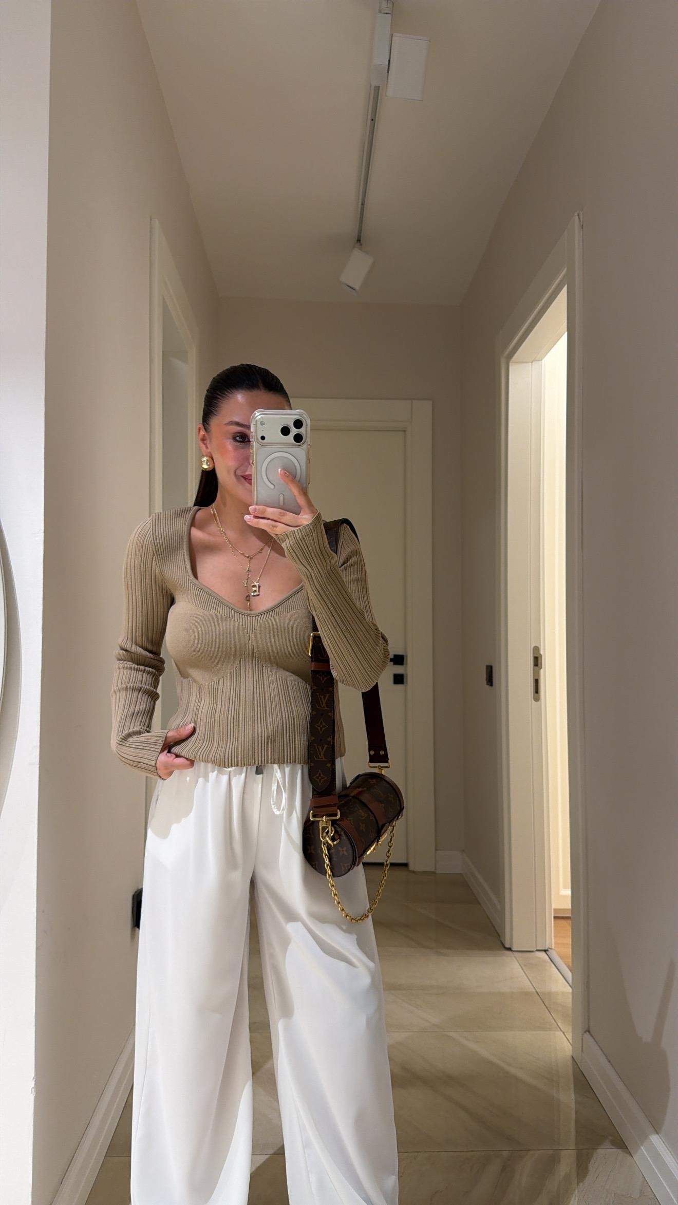 Vizon Yaka Detaylı Fitilli Marka Model Triko Bluz