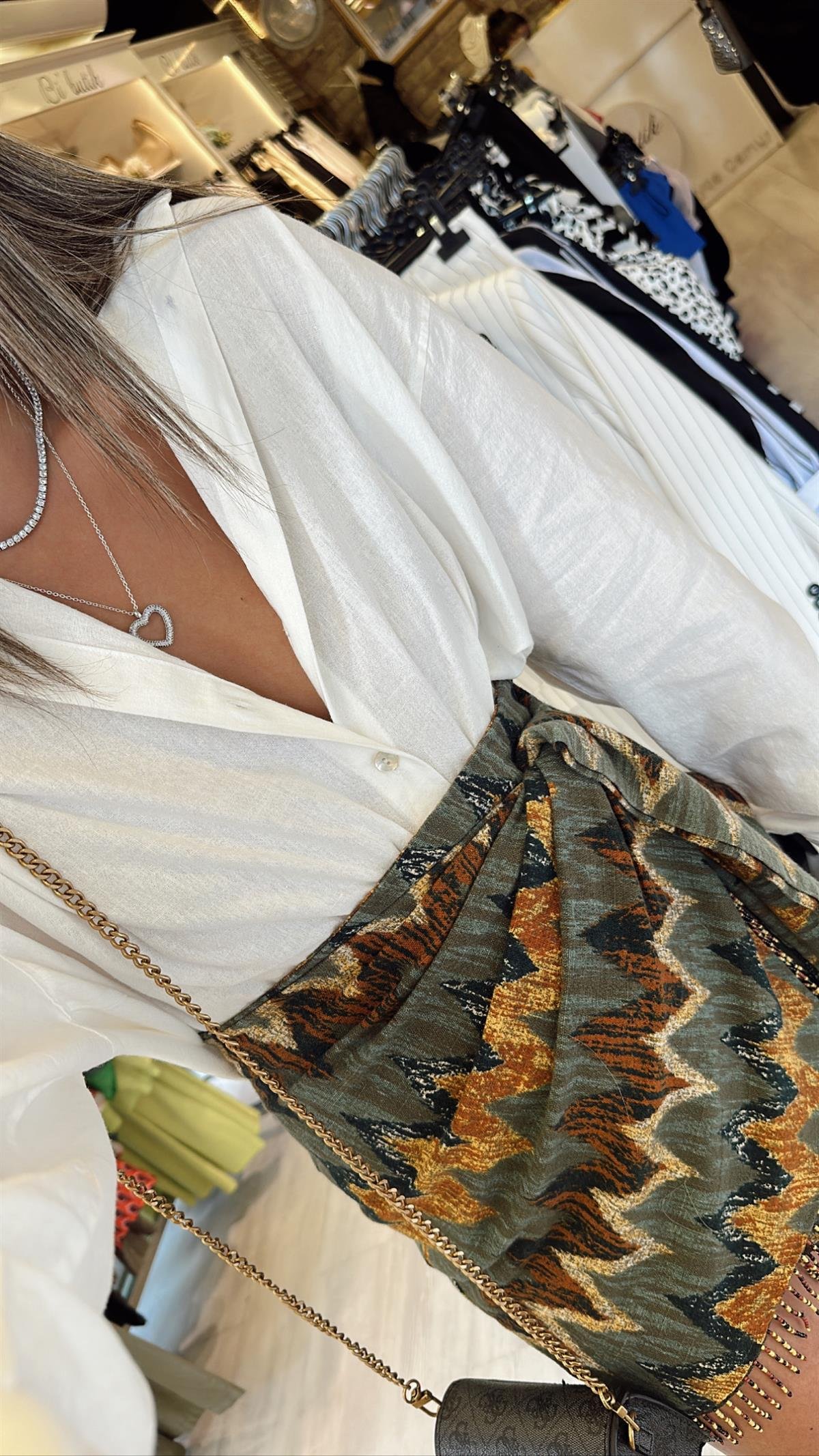 Yeşil Etnik Desen Boncuklu Bağlamalı Etek 