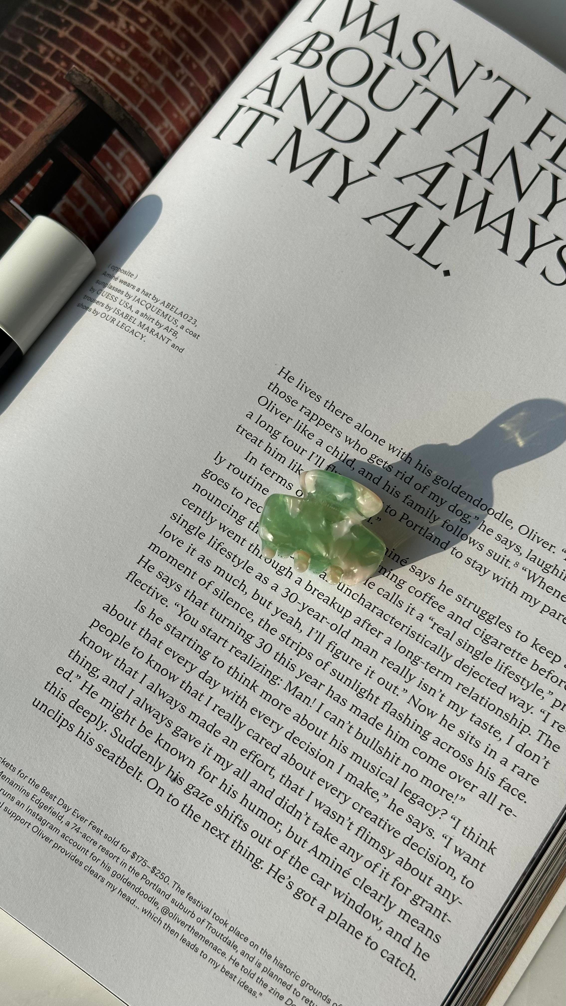 Yeşil Pembe Desenli Mandal Toka