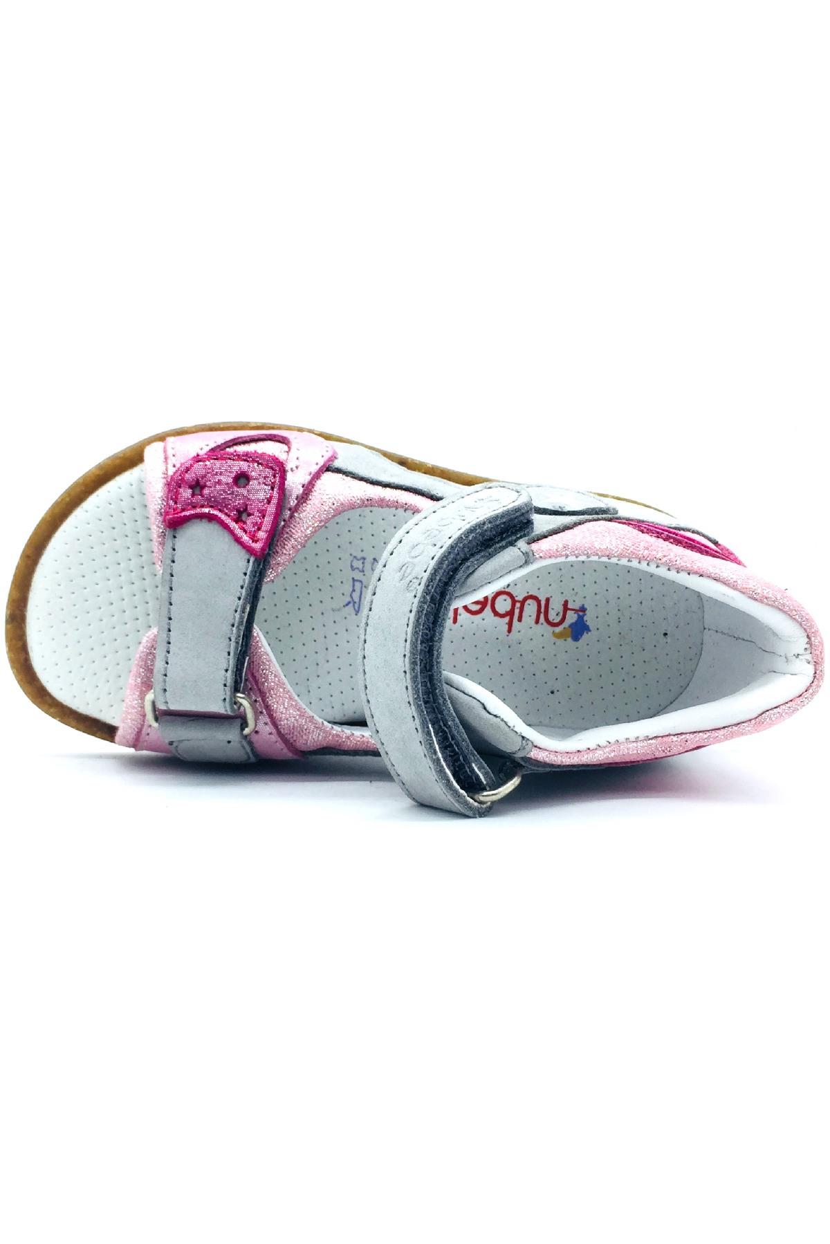 Arkası Kapalı Kız Çocuk Sandalet Gri-Pembe