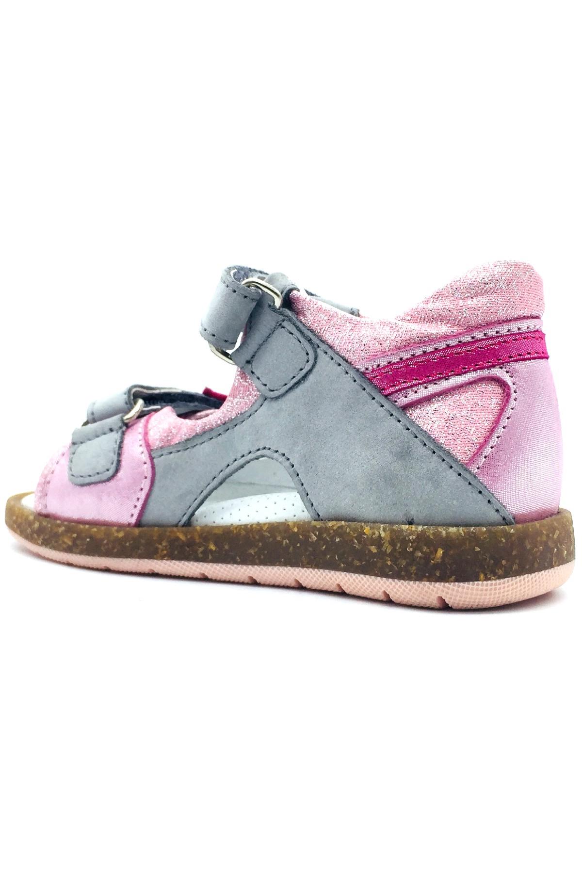 Arkası Kapalı Kız Çocuk Sandalet Gri-Pembe