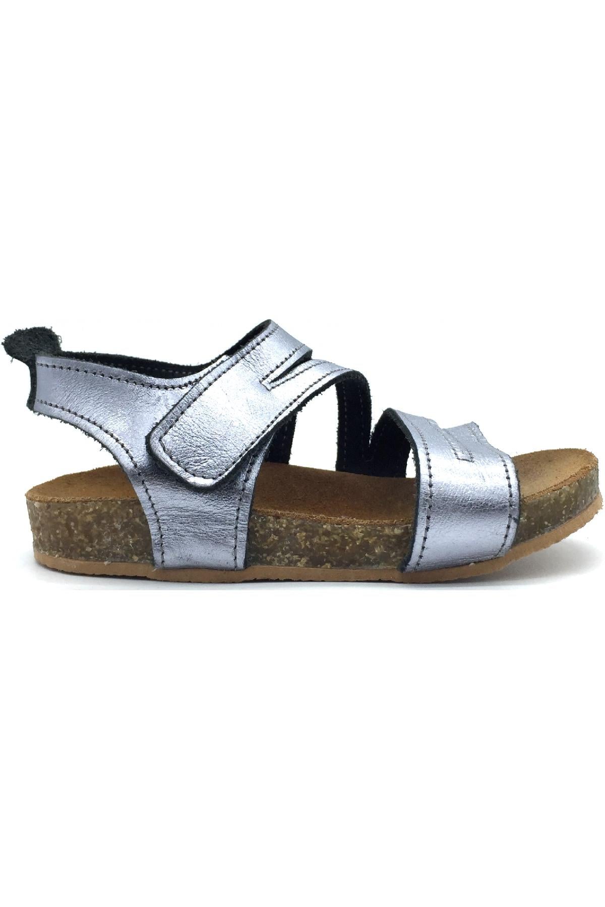 Çarpı Mantar Taban Sandalet Platin