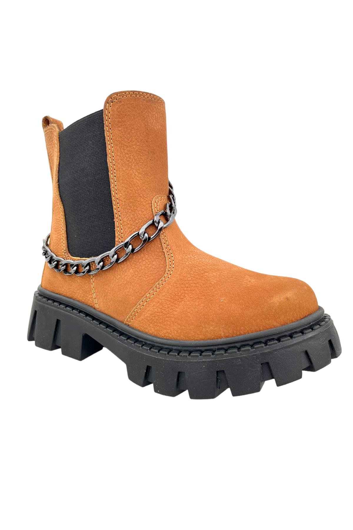 Chelsea Kız Çocuk Deri Kısa Çizme Tarçın