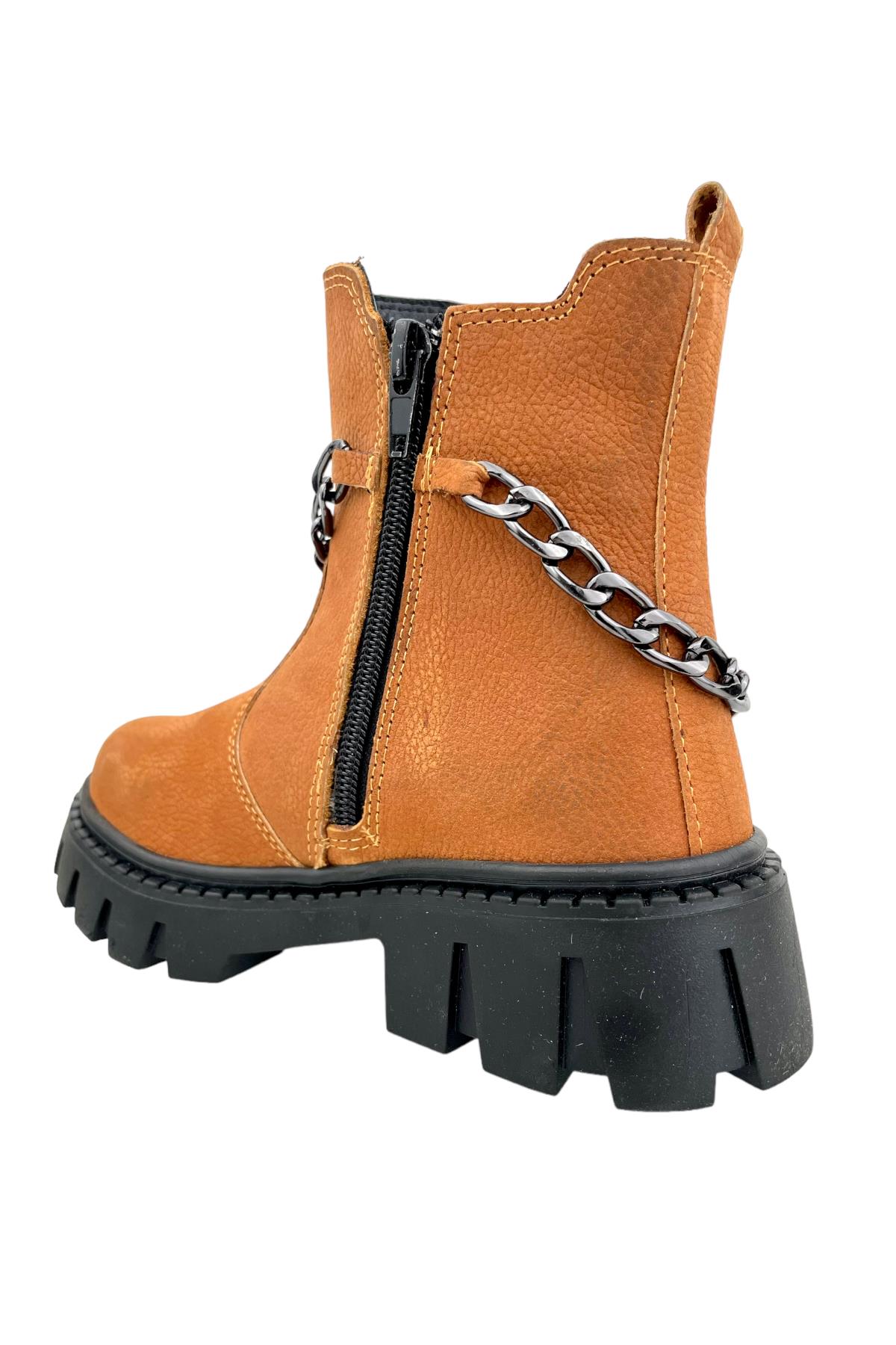 Chelsea Kız Çocuk Deri Kısa Çizme Tarçın