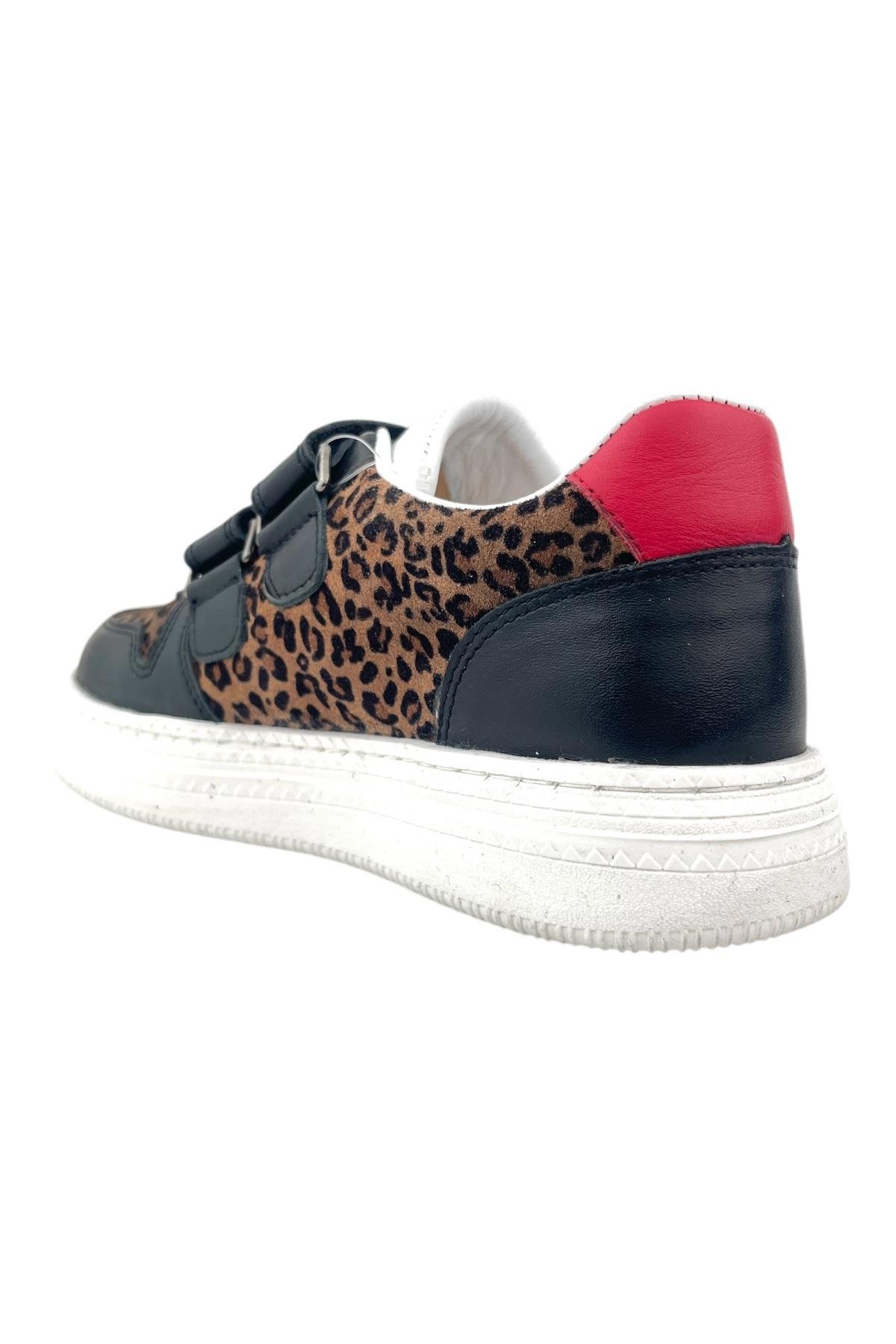 Cırtlı İçi ve Dışı Hakiki Deri Kız Çocuk Spor Ayakkabı Leopar