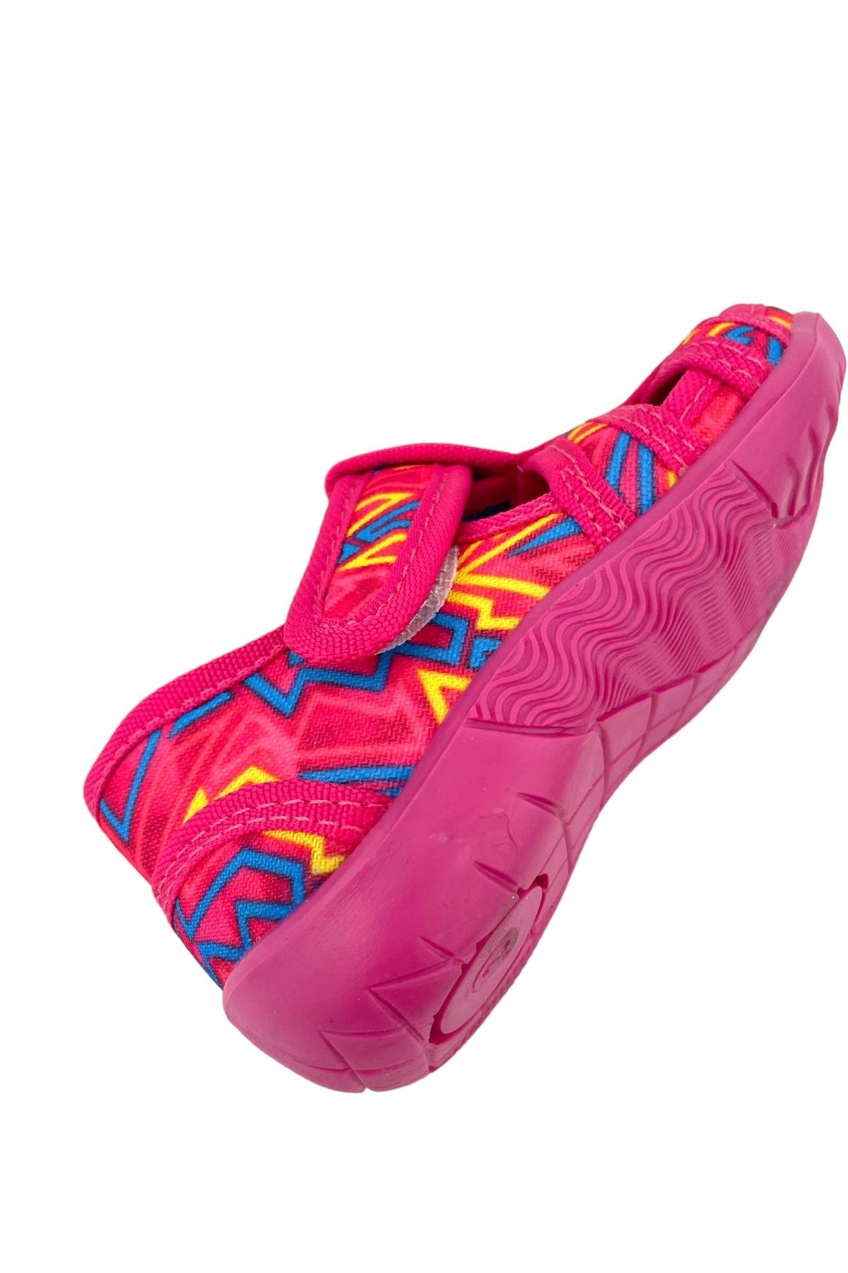 Çocuk Keten Ev Ayakkabısı Fuşya renkli