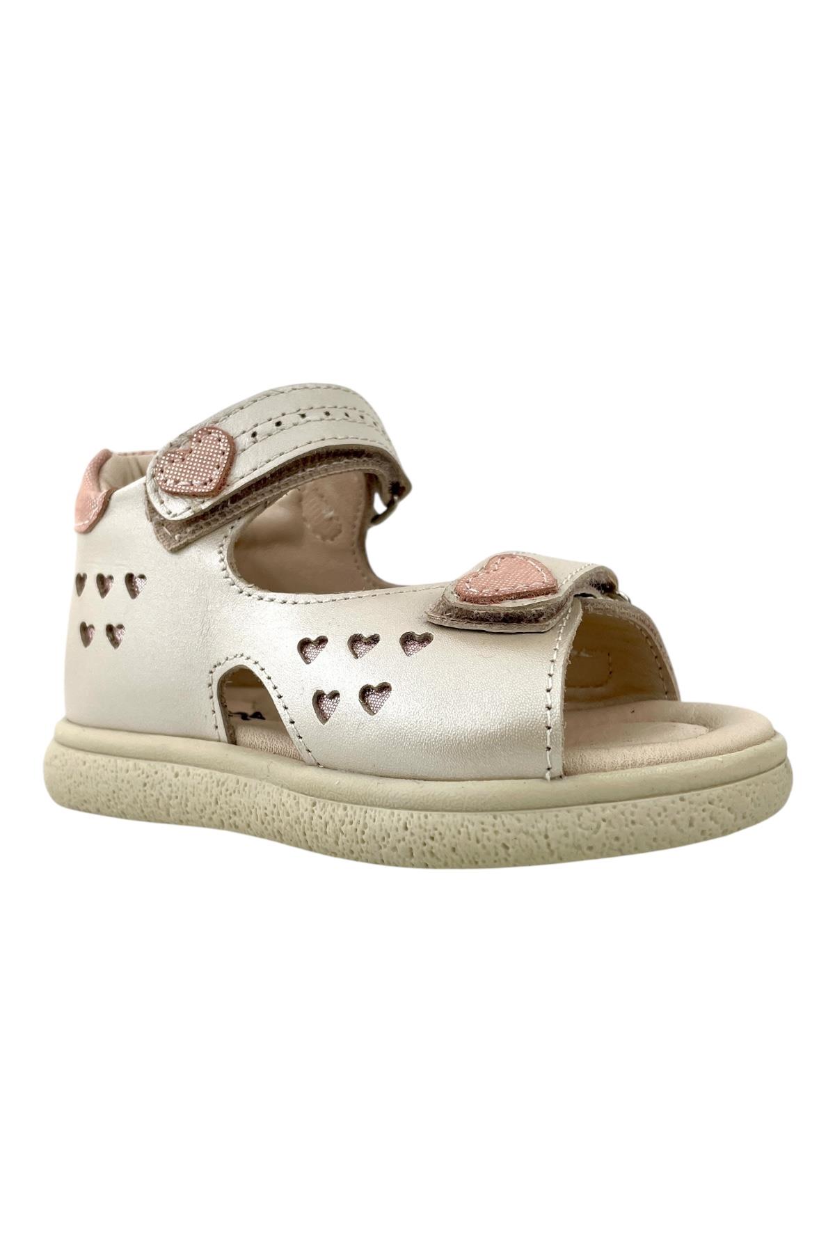 Cote d Azur Kız Çocuk Burnu Açık Deri Sandalet Bej