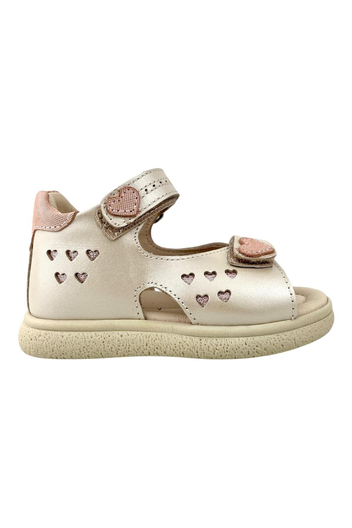 Cote d Azur Kız Çocuk Burnu Açık Deri Sandalet Bej