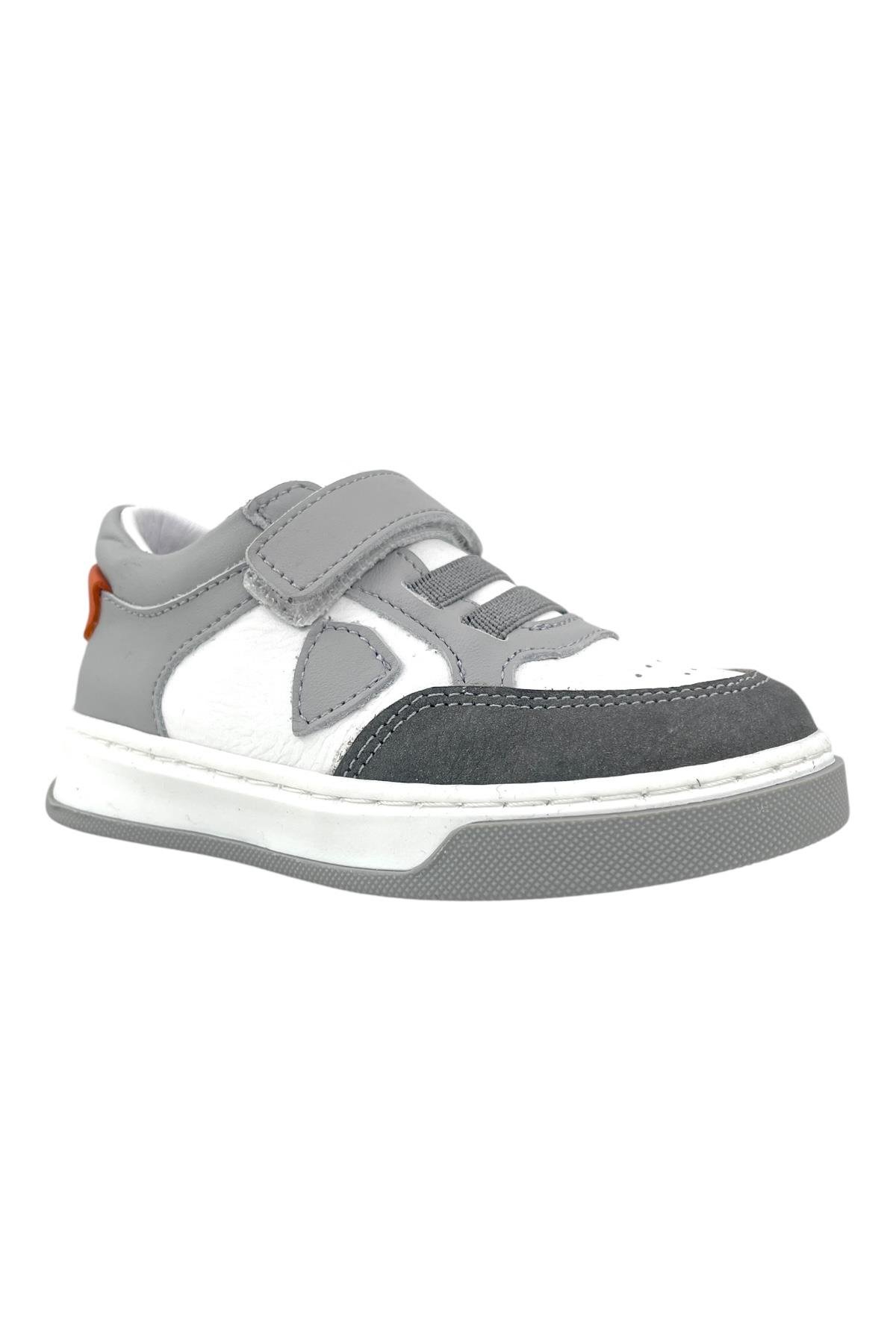 Ege Tek Cırtlı Lastikli Geniş Kalıp Günlük Ayakkabı Gri-Beyaz
