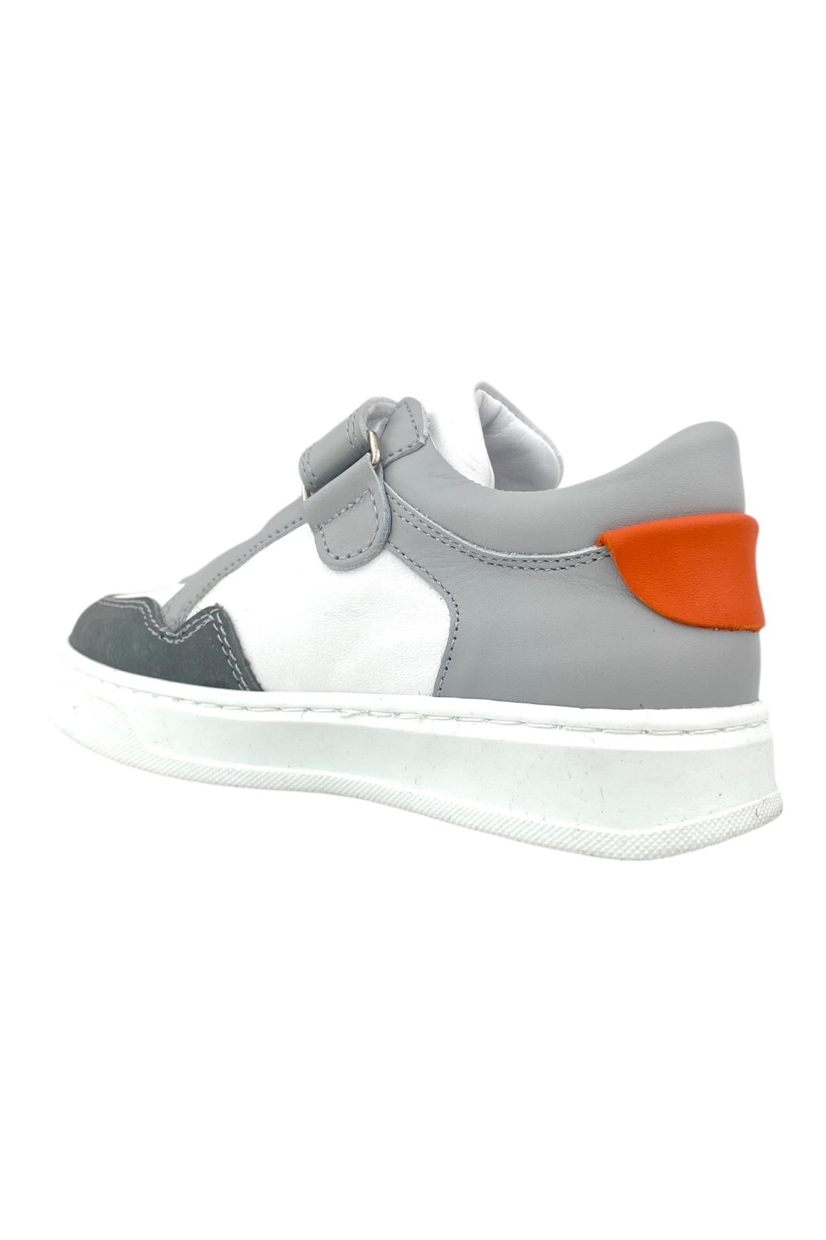Ege Tek Cırtlı Lastikli Günlük Ayakkabı Gri-Beyaz