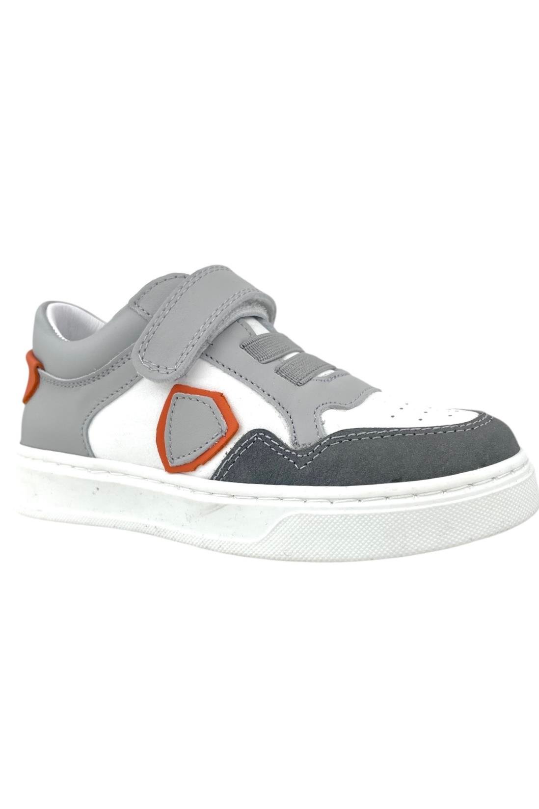 Ege Tek Cırtlı Lastikli Günlük Ayakkabı Gri-Beyaz