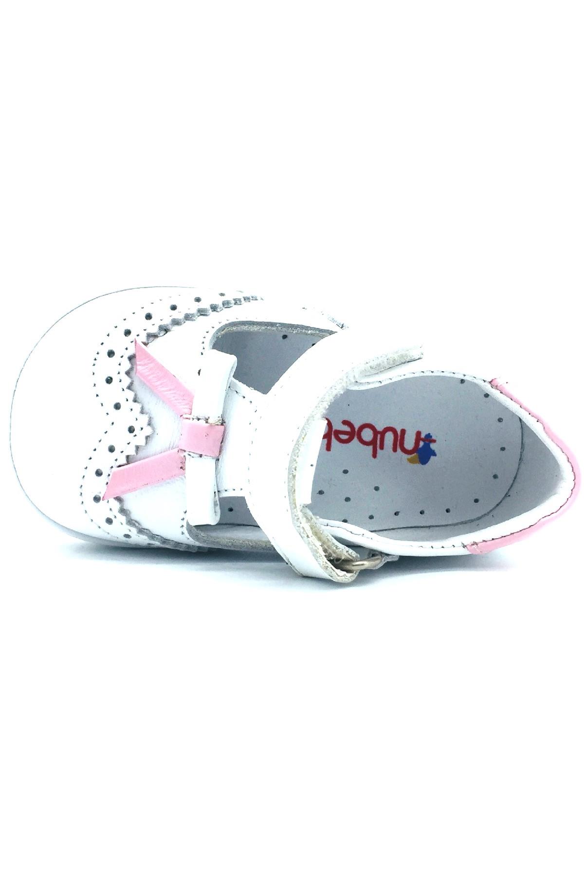 Fiyonklu İlk Adım Ayakkabısı Beyaz-Pembe