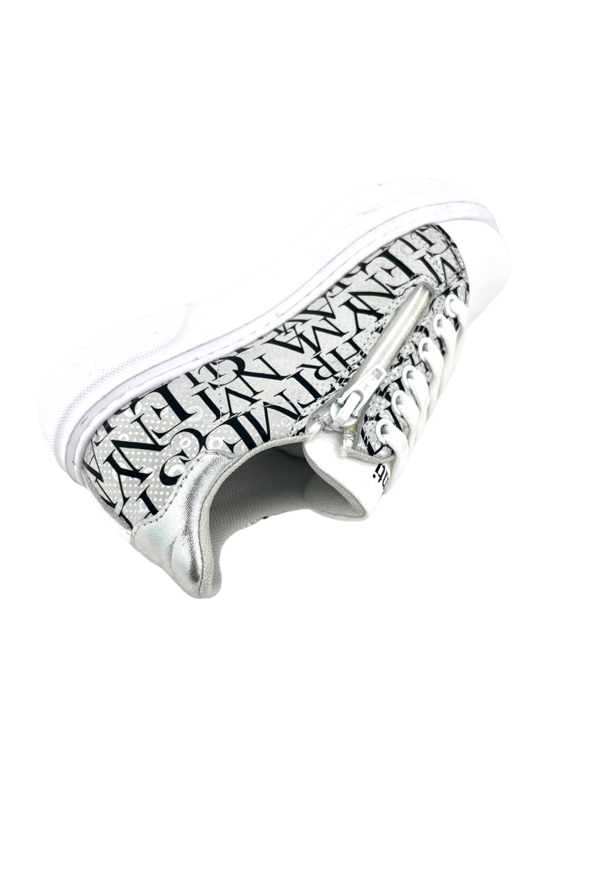 Foggy Bağcıklı Yan Fermuarlı Deri Ayakkabı Yazılı