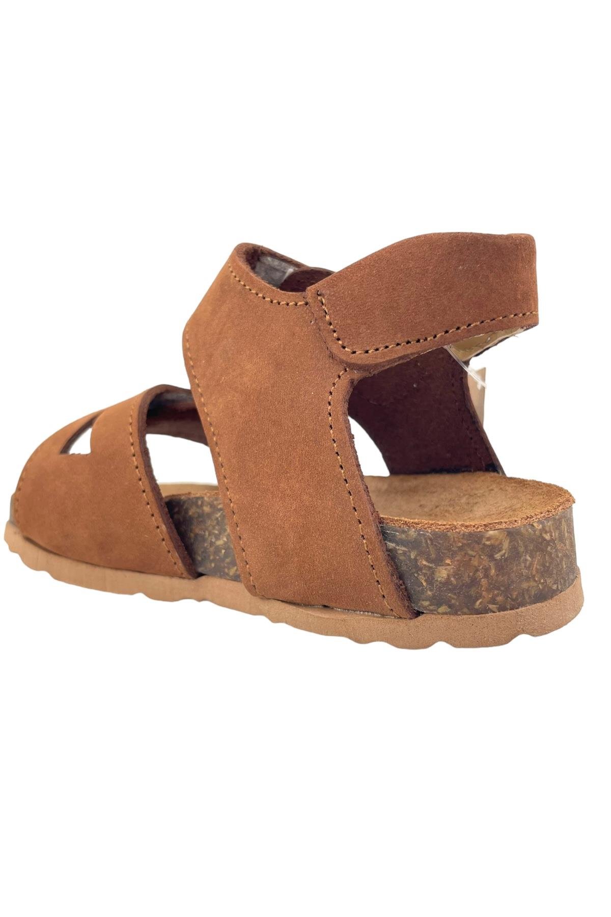 Hakiki Deri Mantar Taban Çocuk Sandaleti Taba