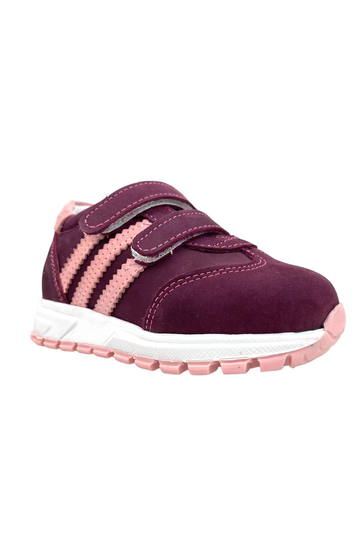 İçi ve Dışı Gerçek Deri Ortopedik Çocuk Ayakkabısı Mor-Pembe