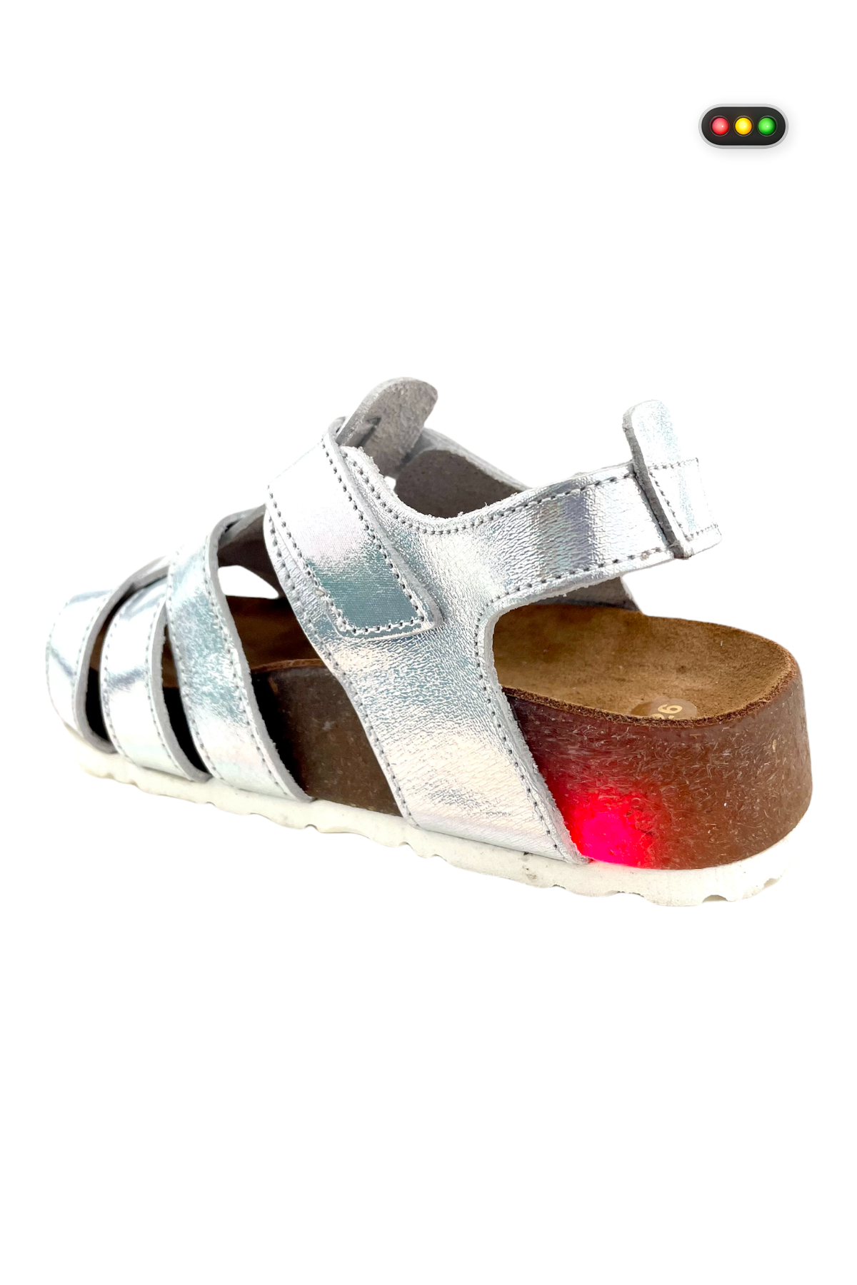 Işıklı Taban Örgülü Kız Çocuk Sandalet Beyaz Hologram