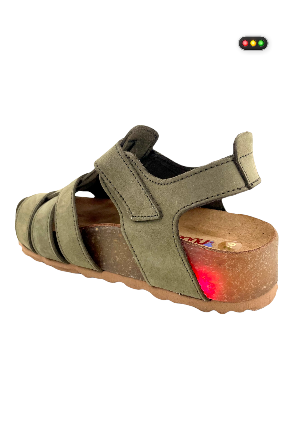Işıklı ve Mantar Taban Erkek Çocuk Sandalet Haki