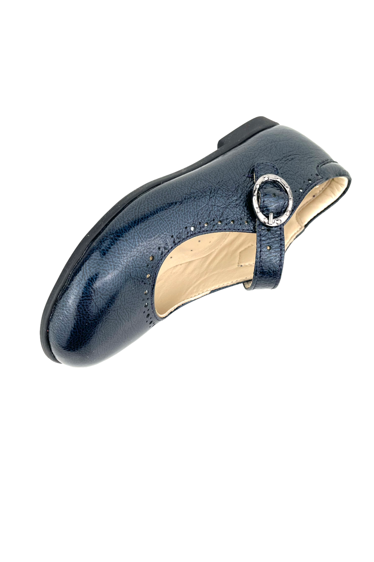 Janset Hakiki Deri Tokalı Okul Ayakkabısı Lacivert Rugan