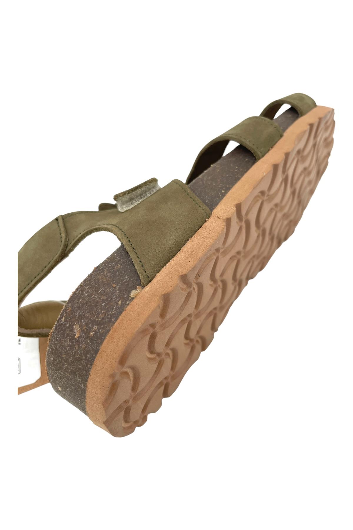 Kafesli Klasik Erkek Çocuk Sandaleti Haki