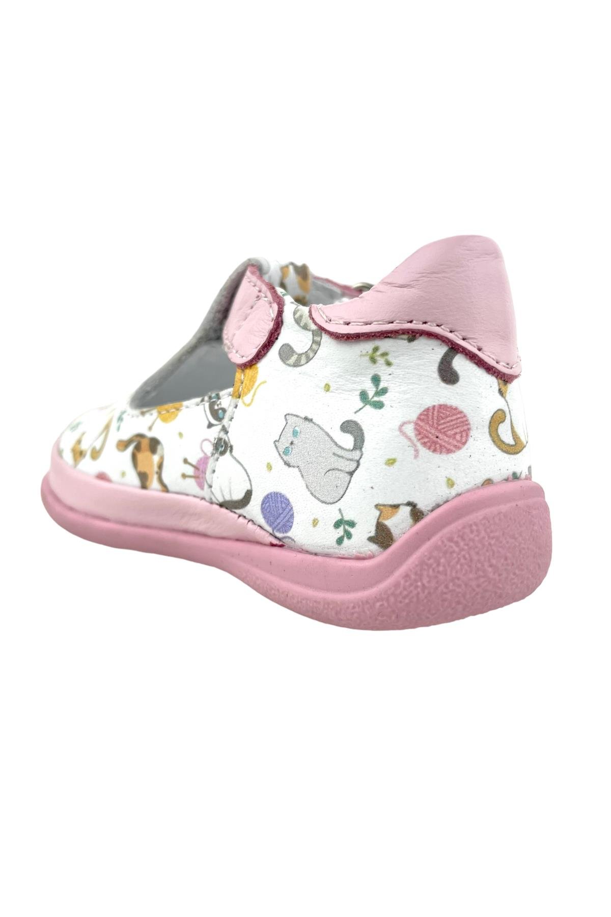 Kedi Baskılı İlk Adım Ayakkabısı Beyaz