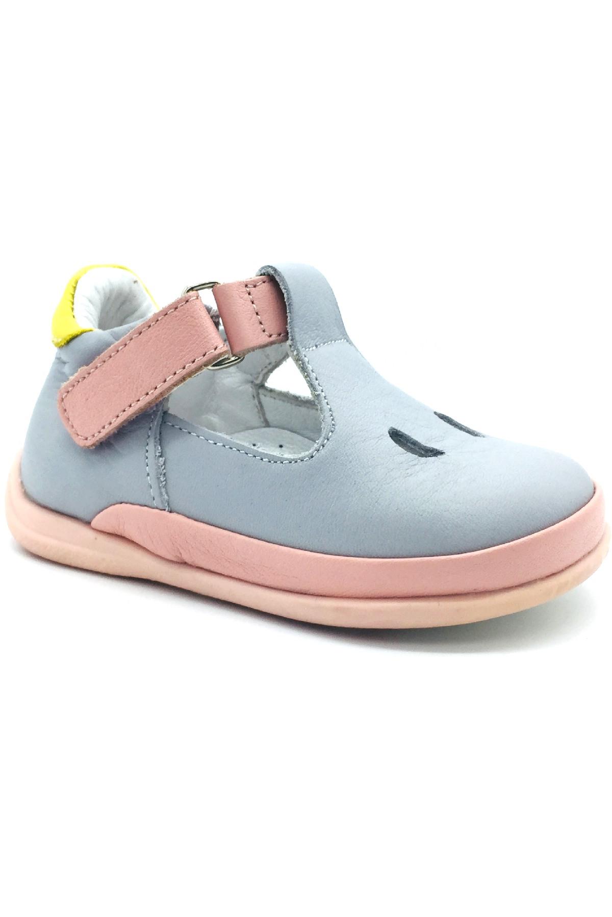 Kız Bebek Fasülye Modeli İlk Adım Ayakkabısı  Gri-Pembe