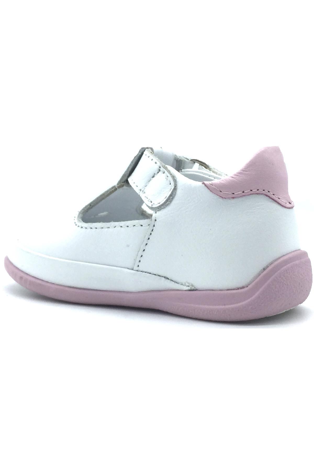 Kız Bebek Fasülye Modeli İlk Adım Ayakkabısı  Beyaz-Pembe