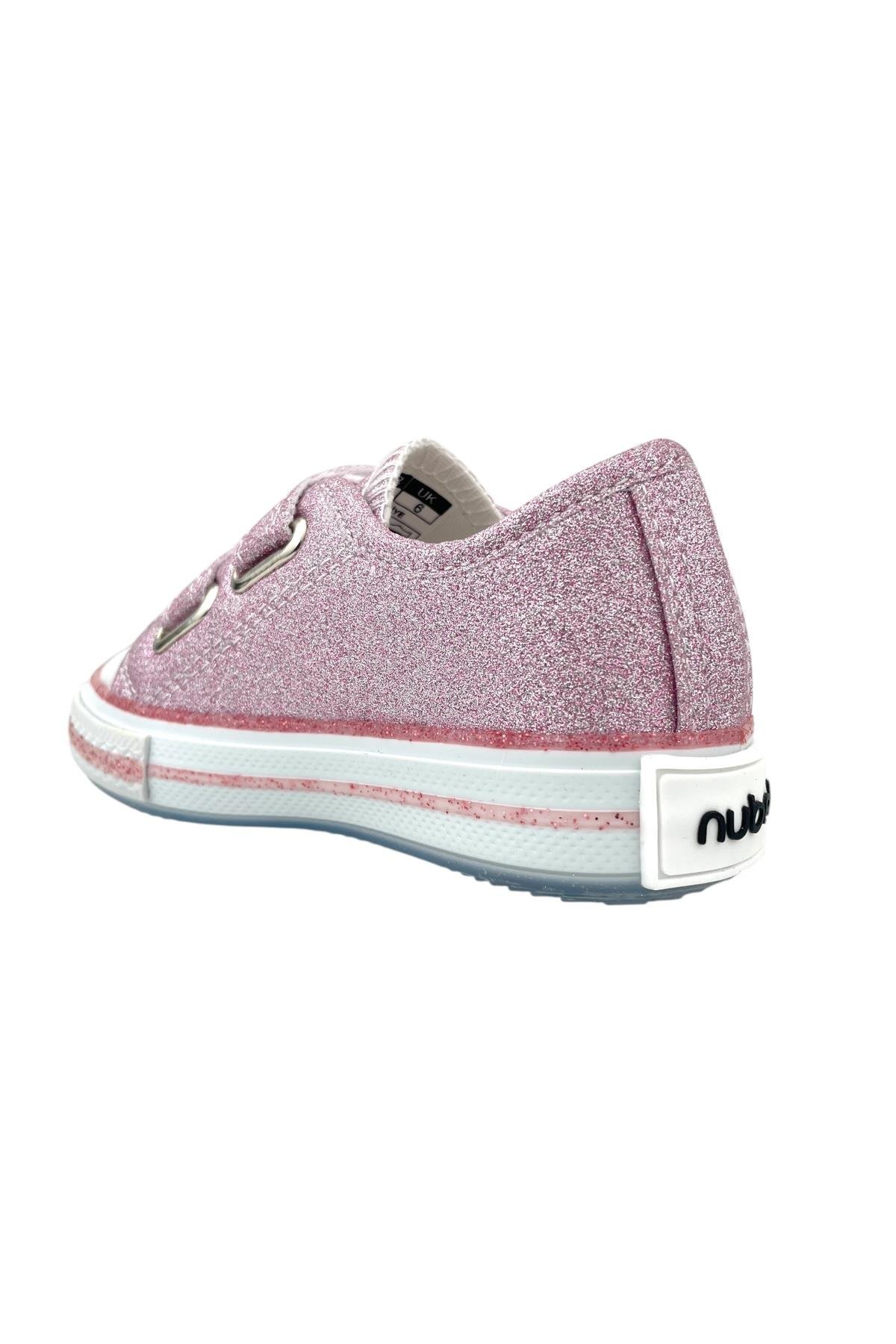 Kız Çocuk Işıklı Keten Ayakkabı Pembe Sim