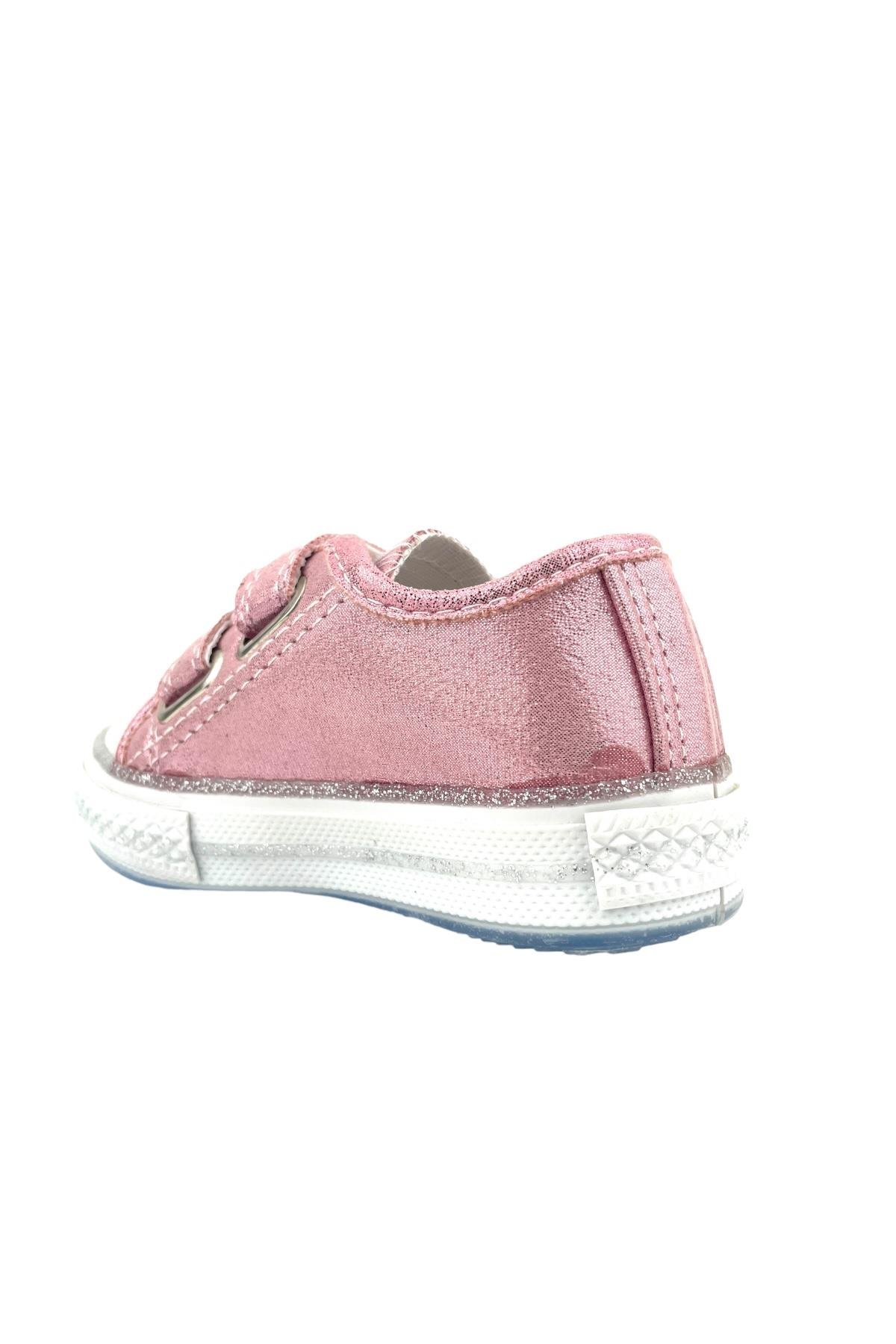 Kız Çocuk Işıklı Keten Ayakkabı Pembe hologram