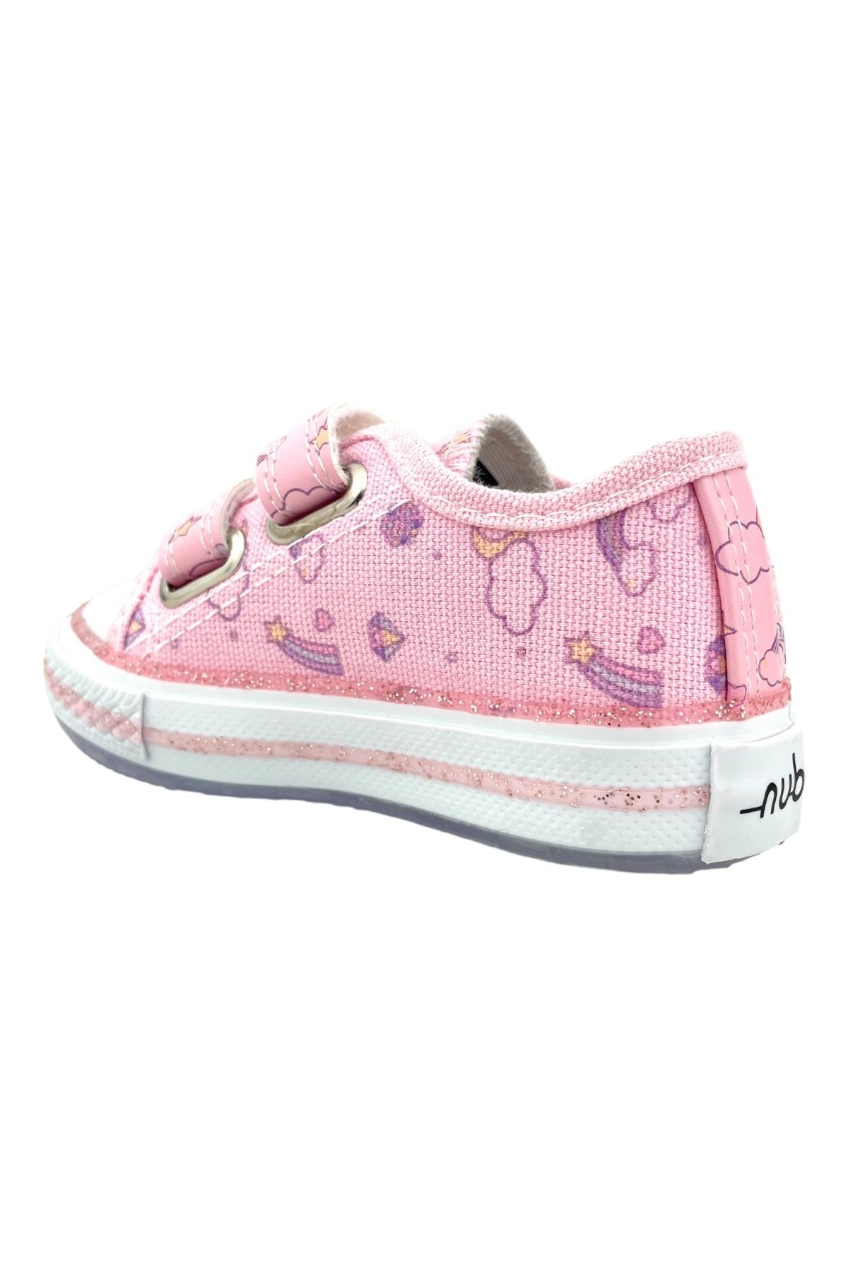 Kız Çocuk Işıklı Keten Ayakkabı Pembe