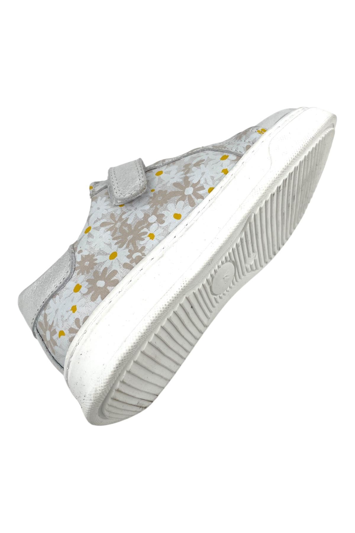 Lastikli Cırtlı Deri Çocuk Spor Ayakkabı Gümüş