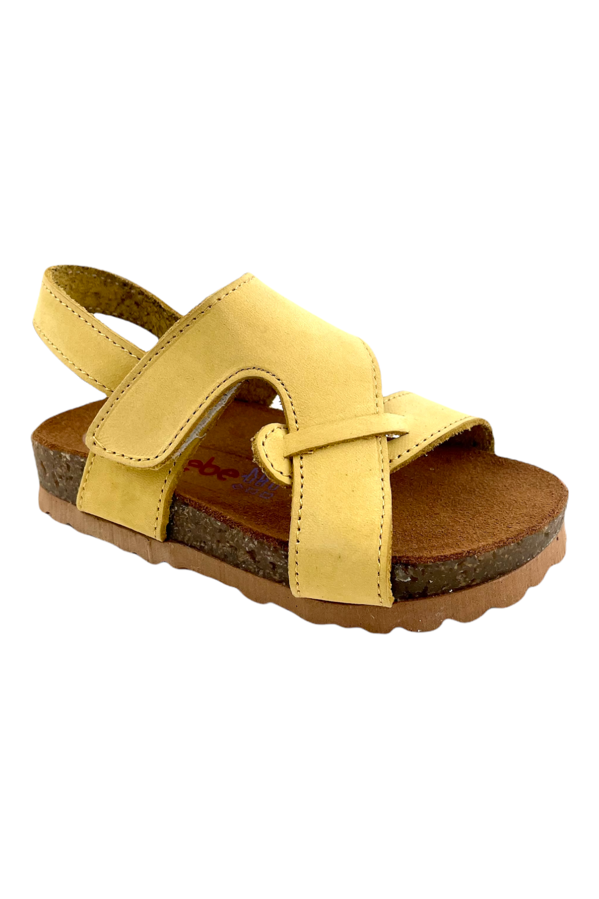 Mantar Taban Çapraz Bantlı Deri Sandalet Sarı