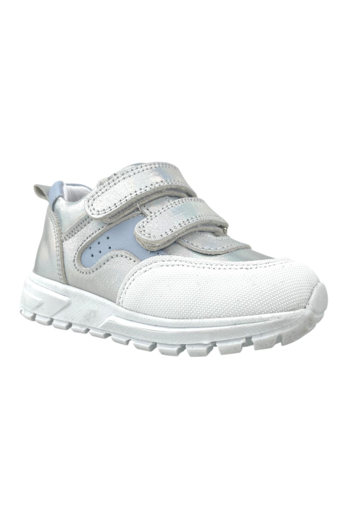 Marmara Çift Cırtlı Deri Geniş Kalıp Ayakkabı Gümüş