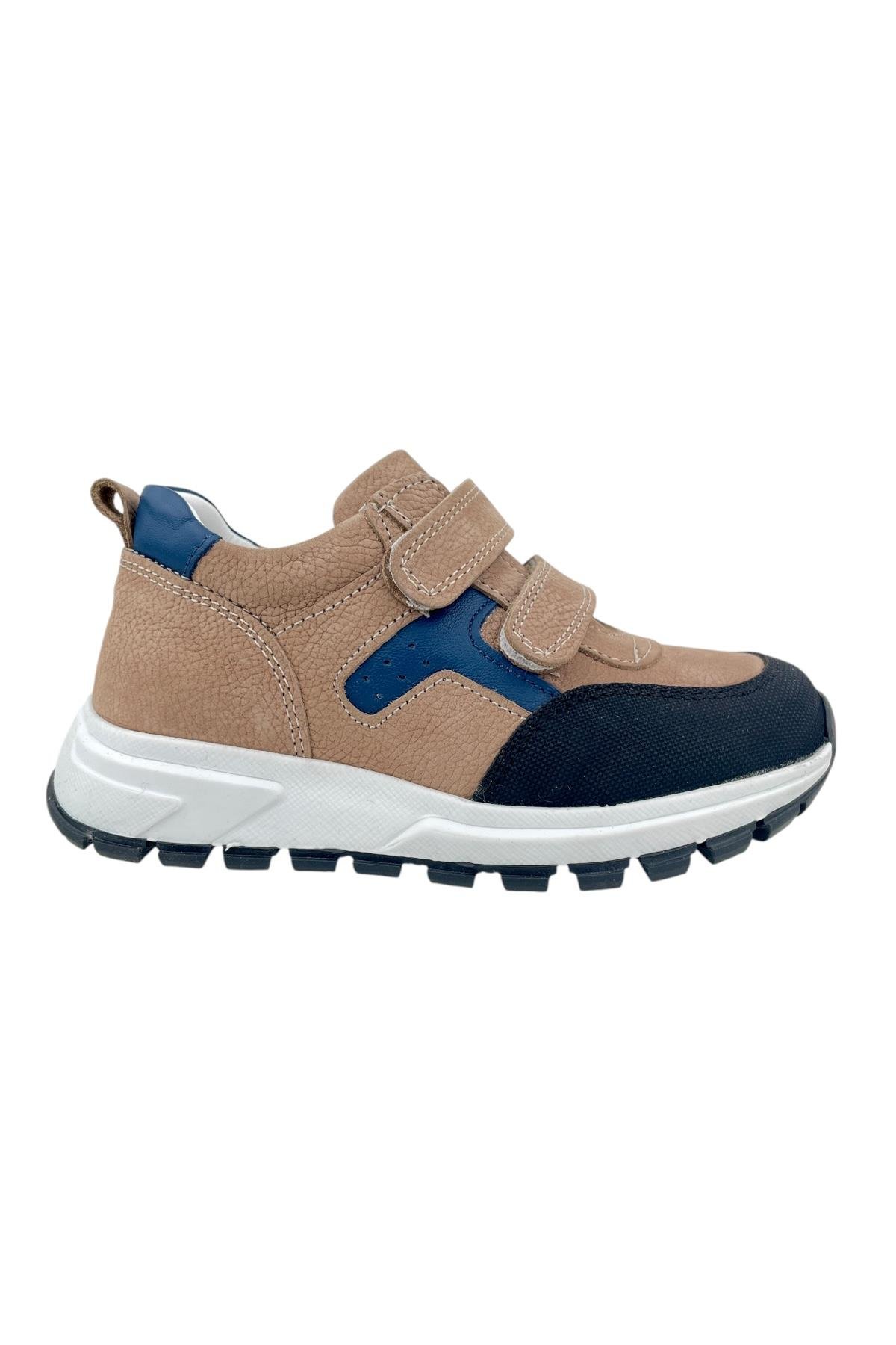 Marmara Çift Cırtlı Deri Geniş Kalıp Çocuk Ayakkabısı Kum