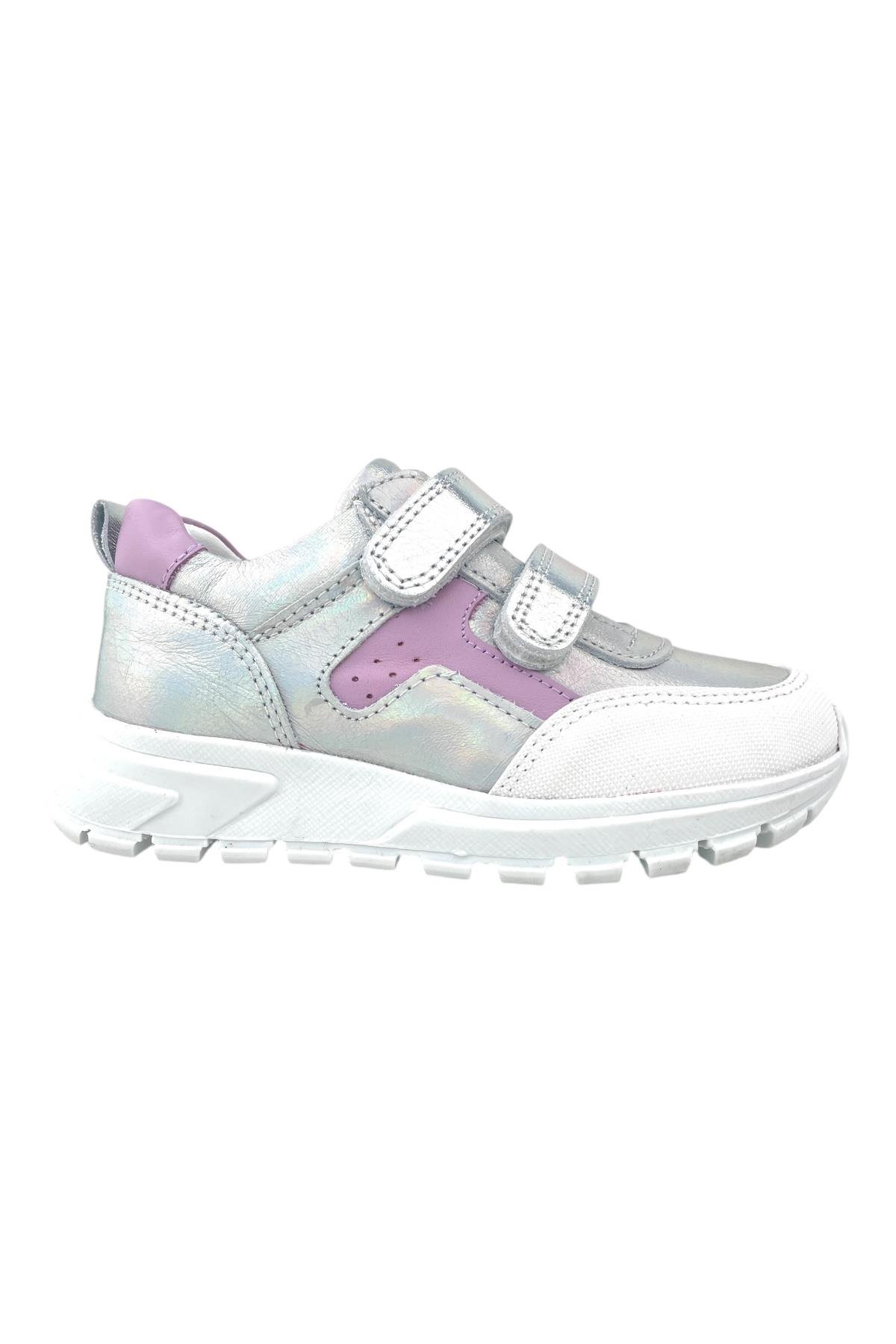 Marmara Çift Cırtlı Deri Geniş Kalıp Kız Çocuk Ayakkabısı Gümüş