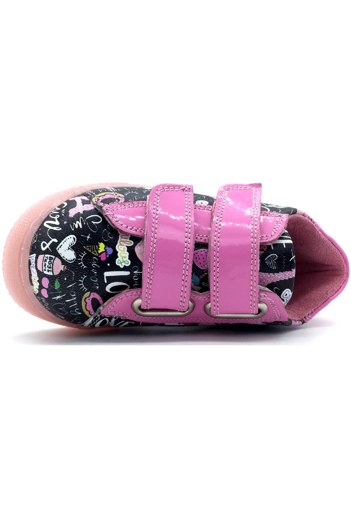 Pembe Siyah Desenli Işıklı Spor Bot Pembe