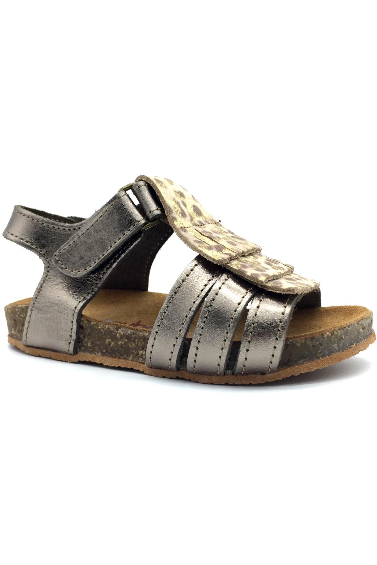 Püsküllü Mantar Taban Deri Sandalet Bronz