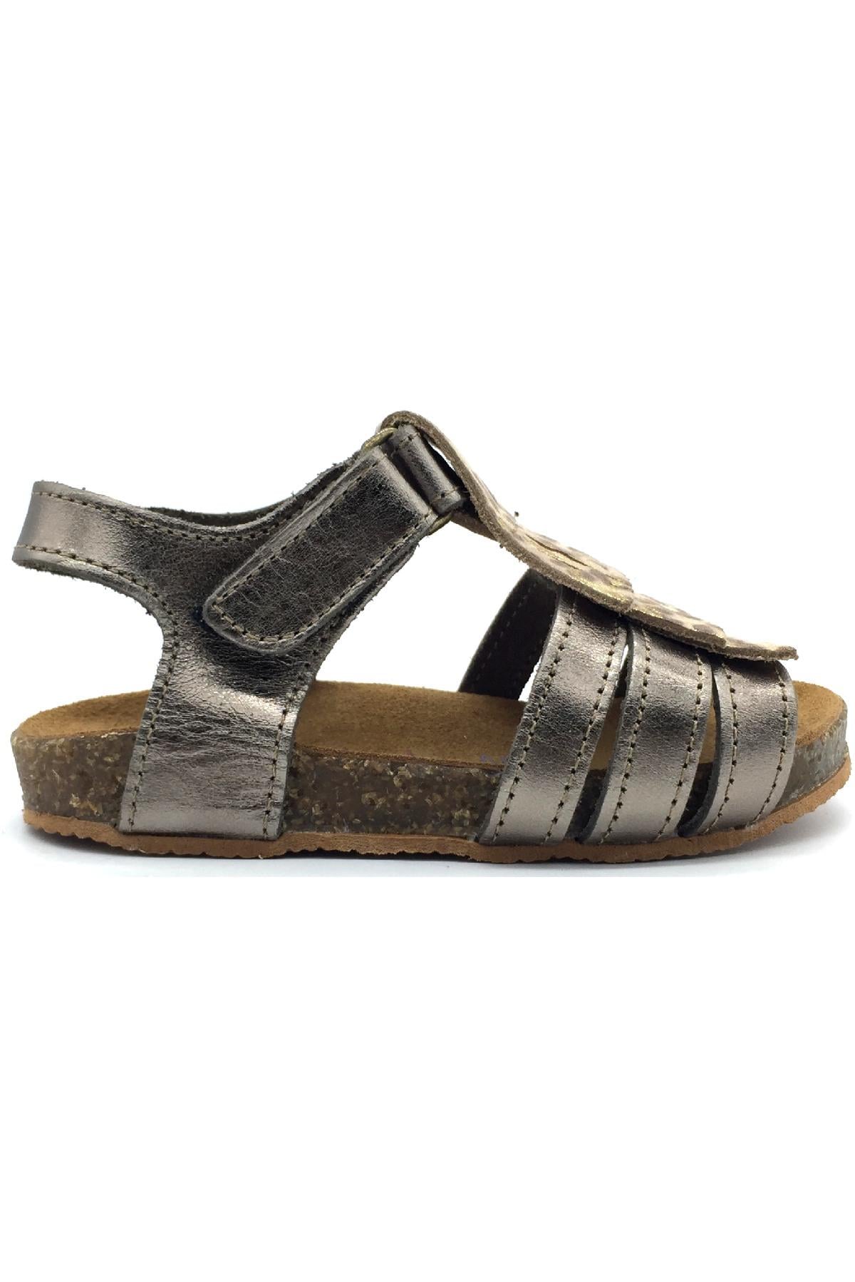 Püsküllü Mantar Taban Deri Sandalet Bronz